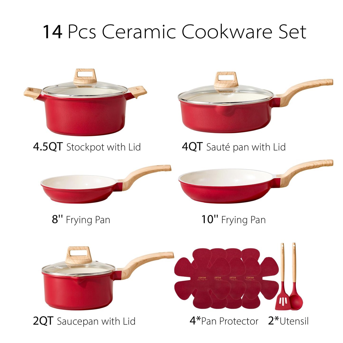 CAROTE 14-Pc Ceramic Cookware