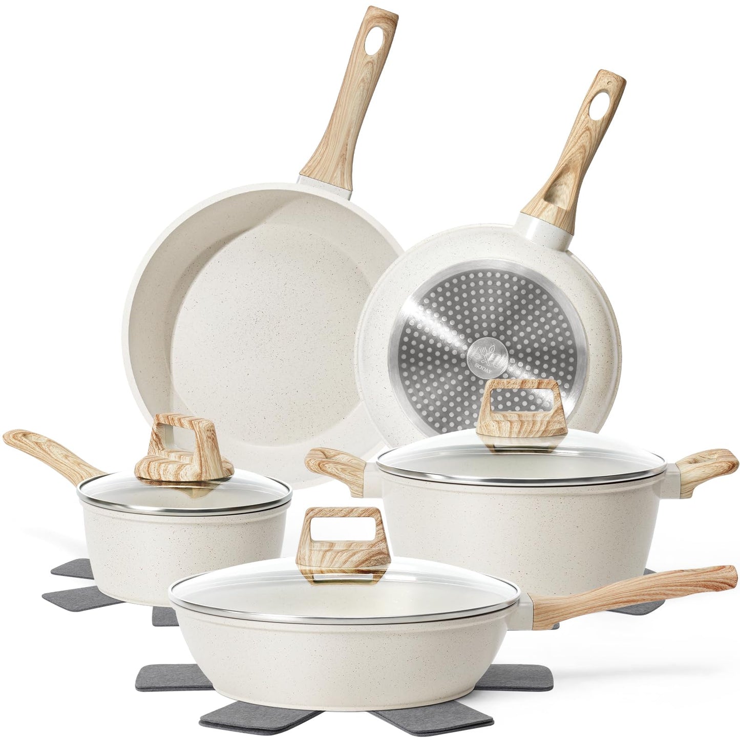 12-Pc Black Granite Cookware Set