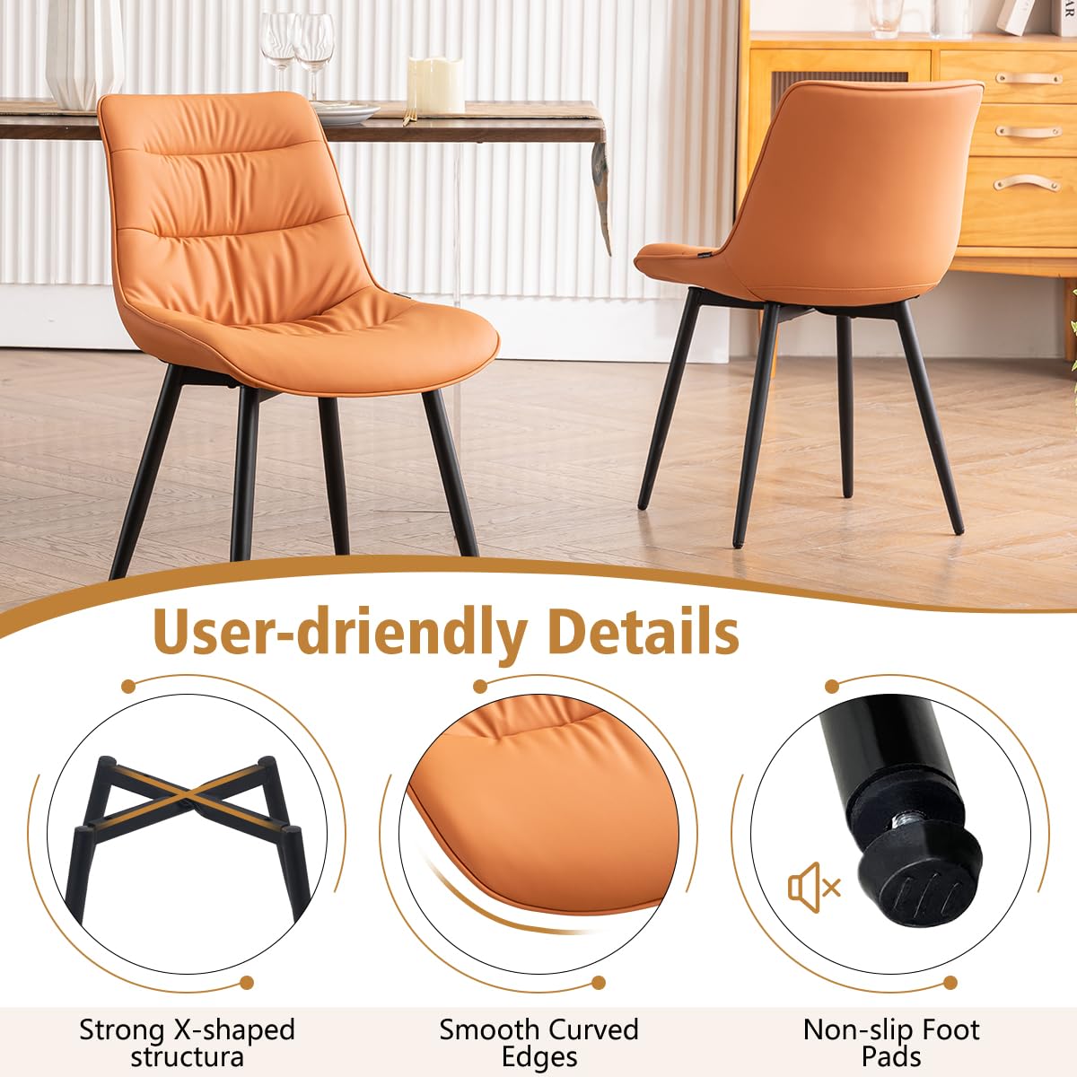 2 Modern PU Dining Chairs – Black