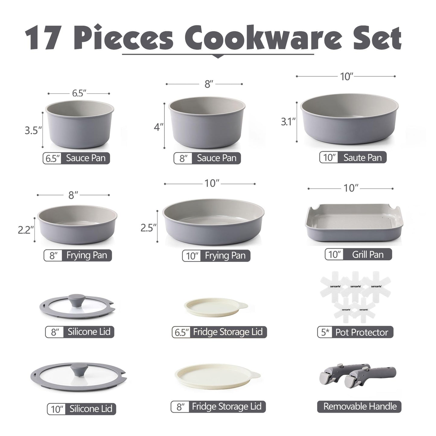SENSARTE 17-Pc Cookware Set