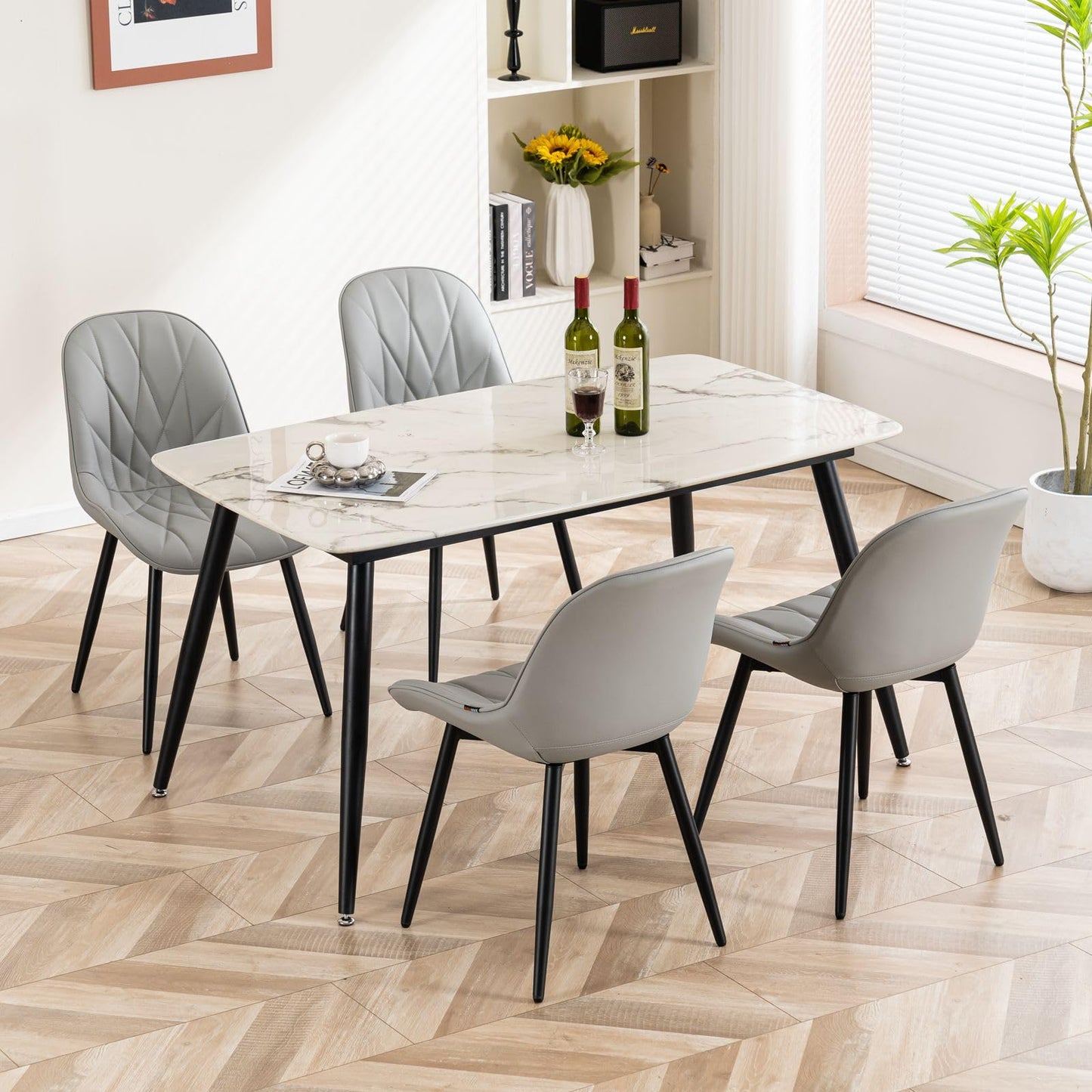 2 Modern White Dining Chairs