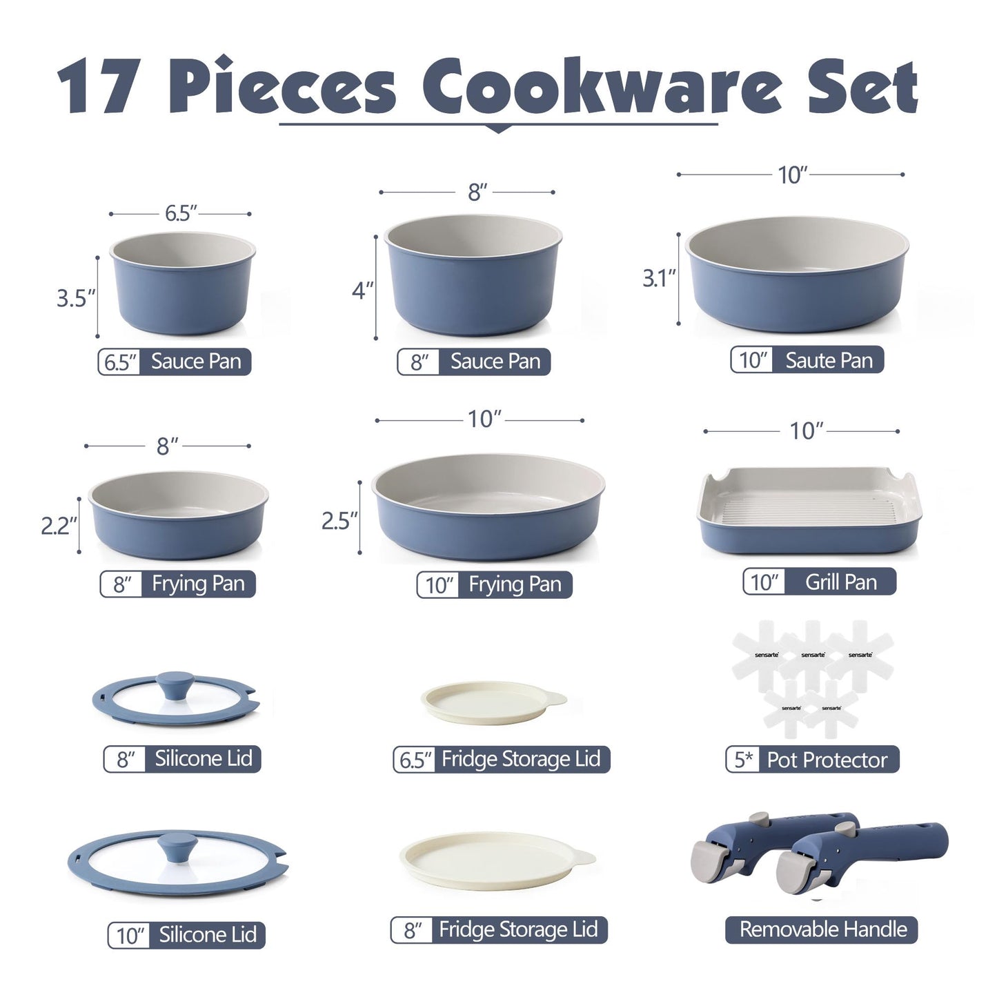 SENSARTE 17-Pc Cookware Set