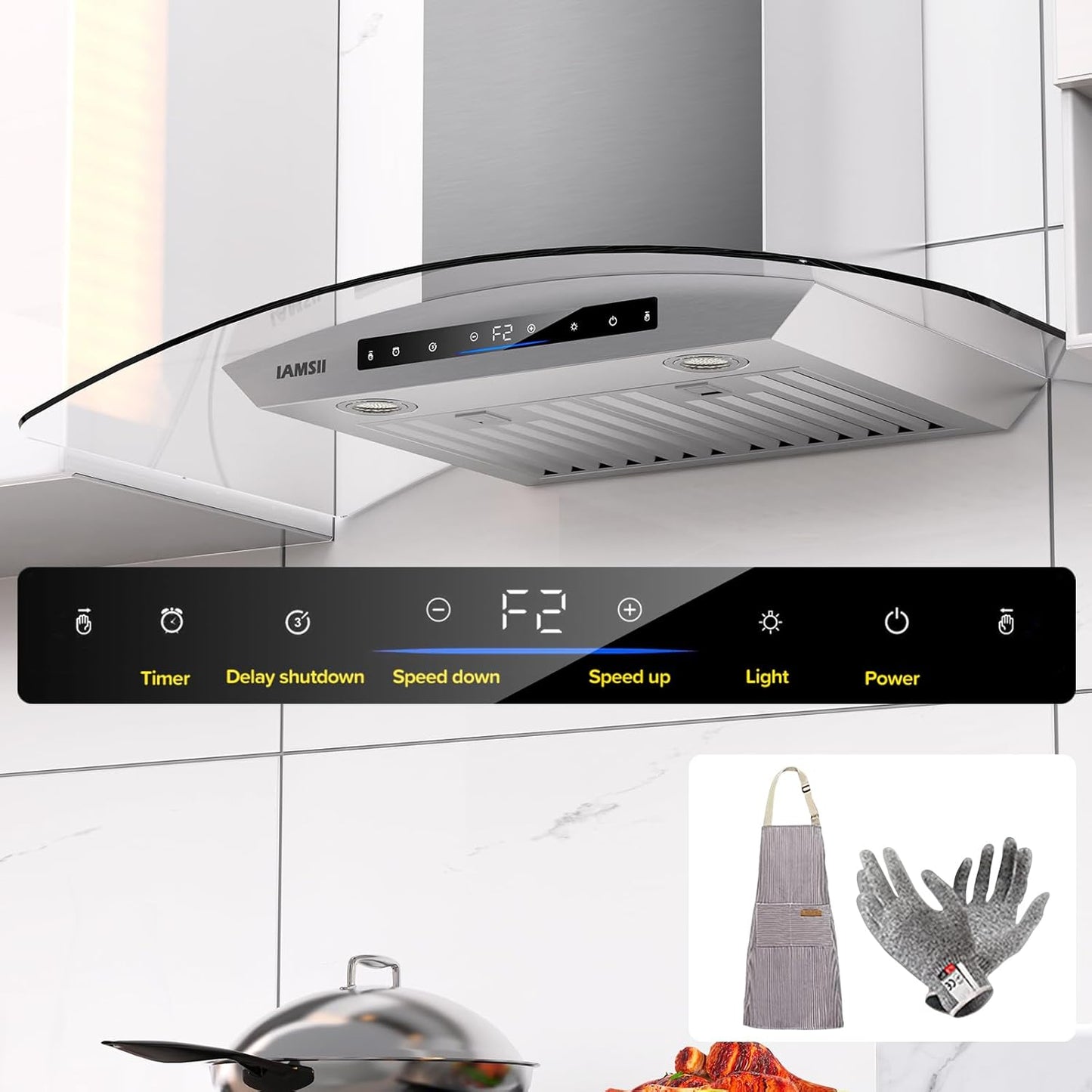 36" Wall Mount Kitchen Hood – Stainless Steel