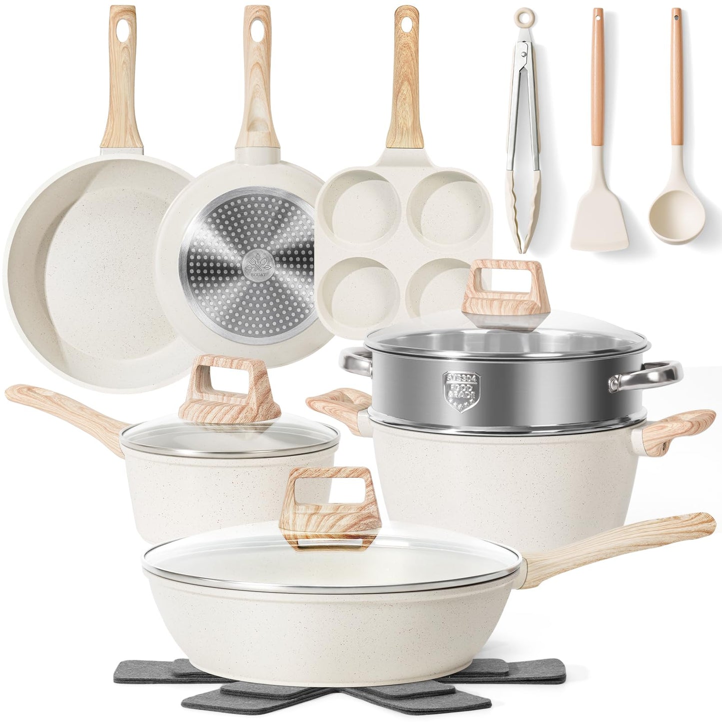12-Pc Black Granite Cookware Set