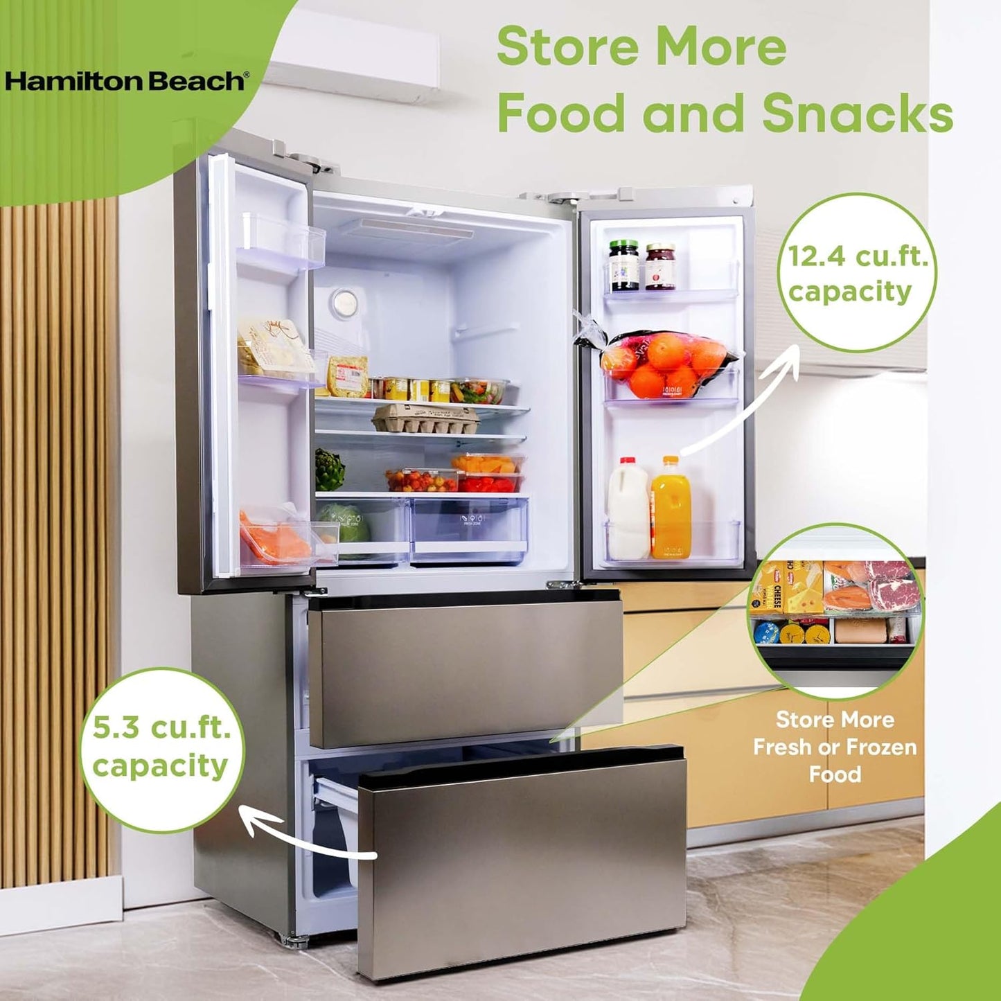 Hamilton Beach Counter-Depth Fridge – 17.9 Cu.Ft.