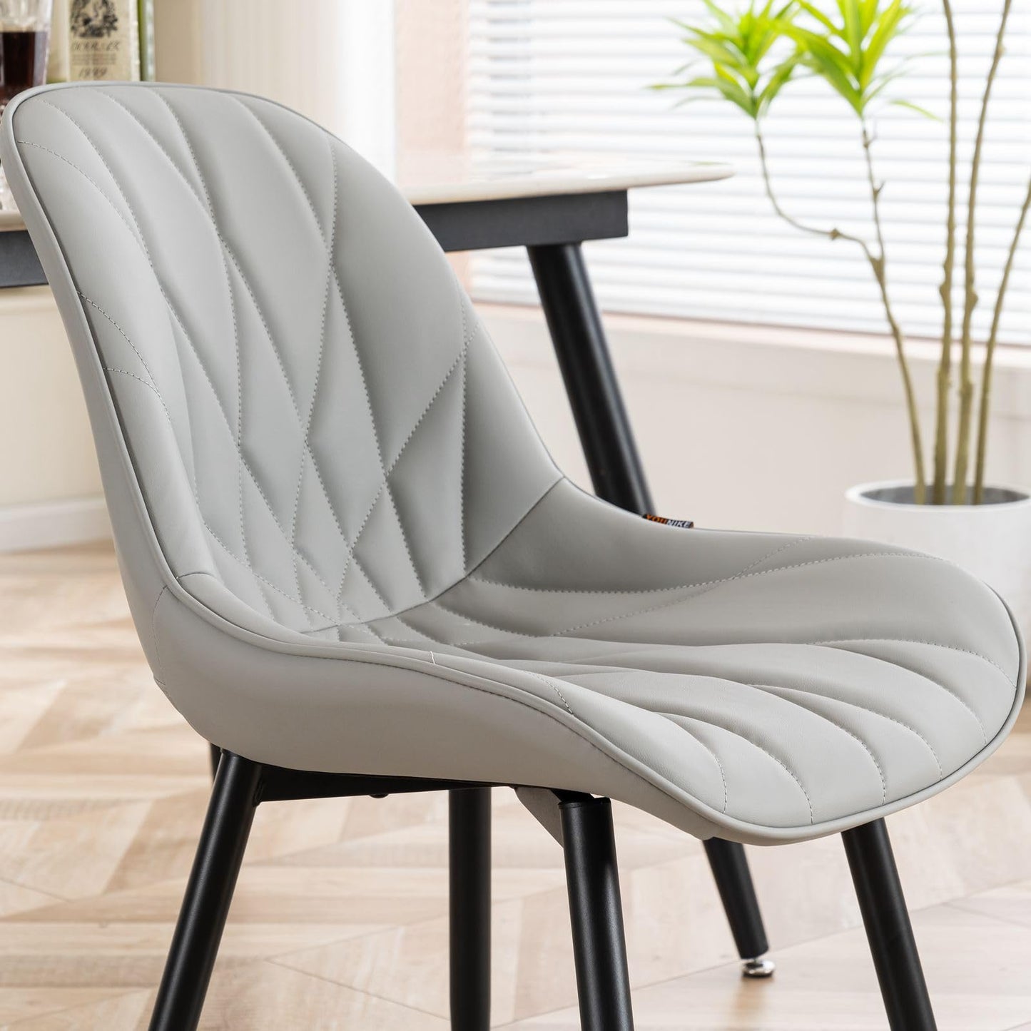 2 Modern White Dining Chairs