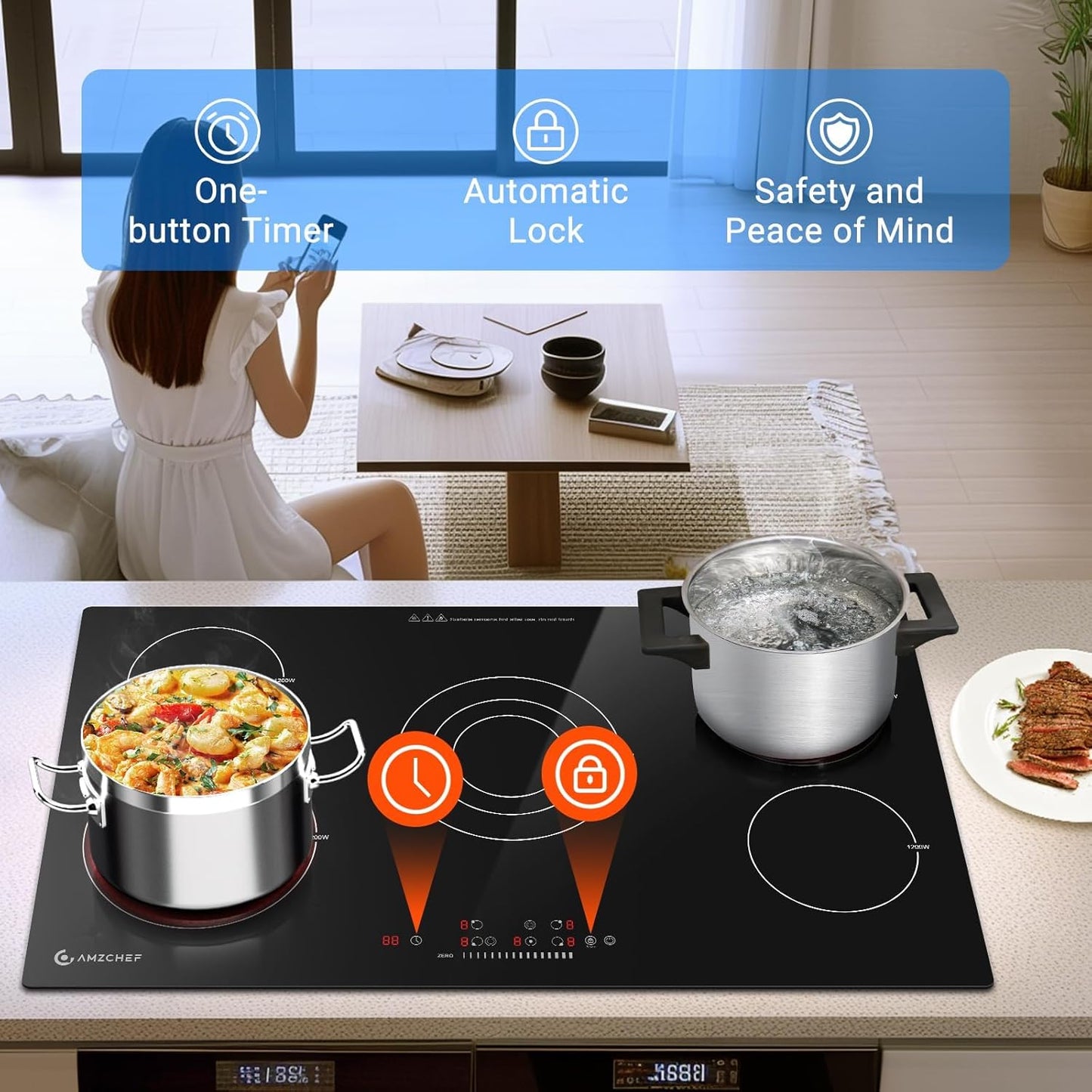AMZCHEF 36" Electric Cooktop