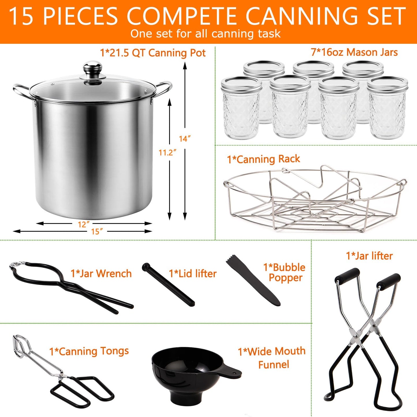 21.5 Qt Canning Kit with 7 Jars