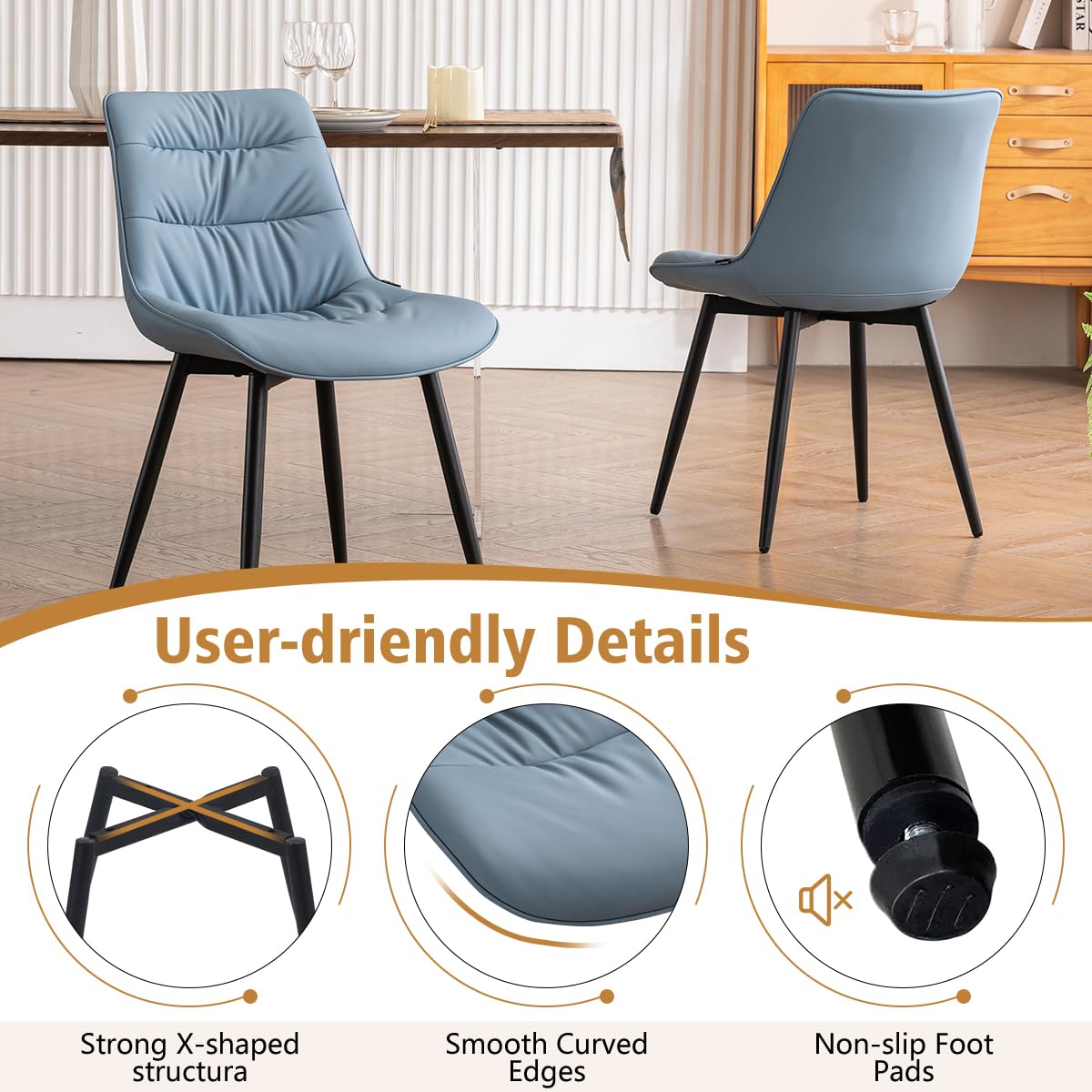 2 Modern PU Dining Chairs – Black