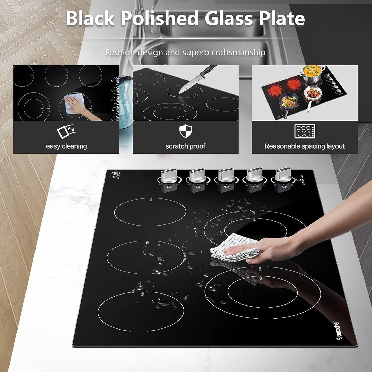 AMZCHEF 36" Electric Cooktop