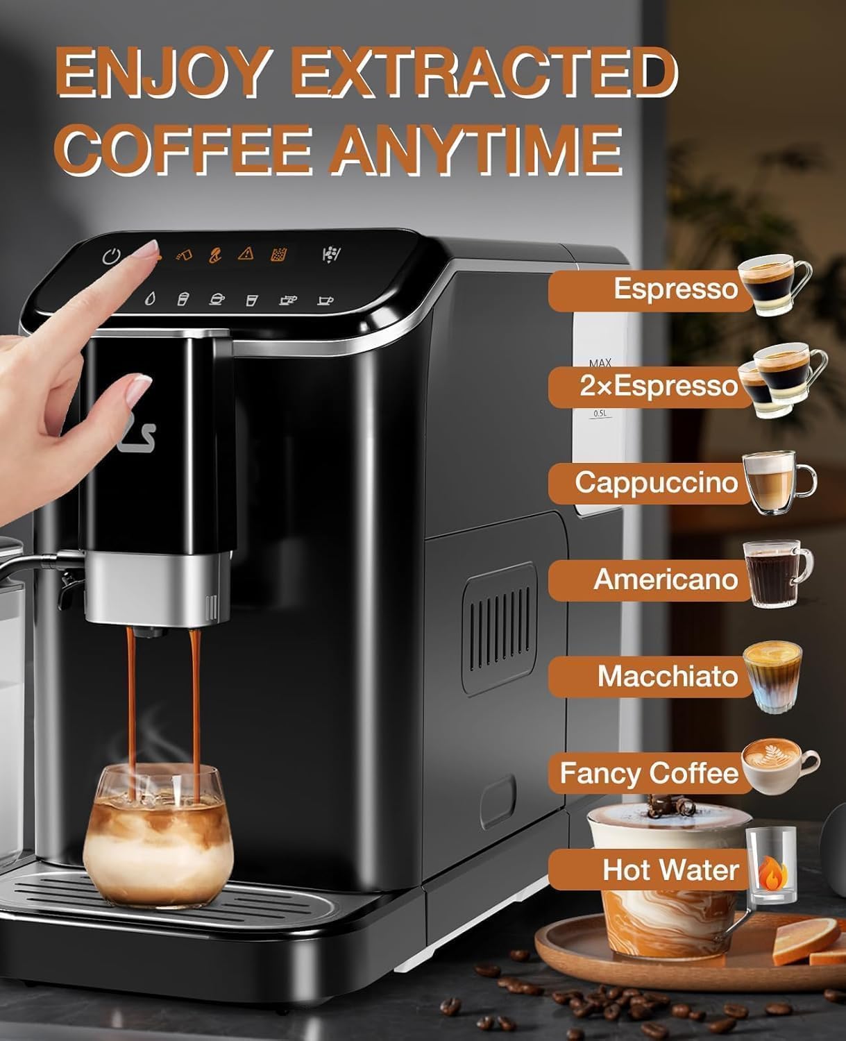 Automatic Espresso Machine with Grinder & Frother