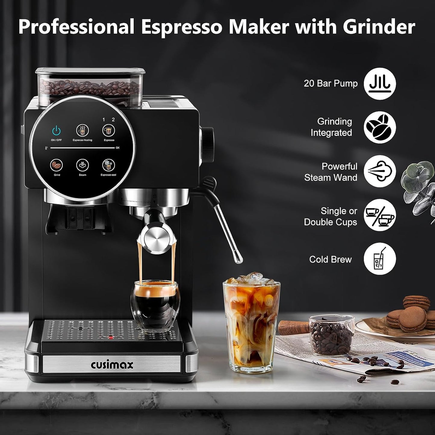 CUSIMAX Espresso Machine with Milk Frother