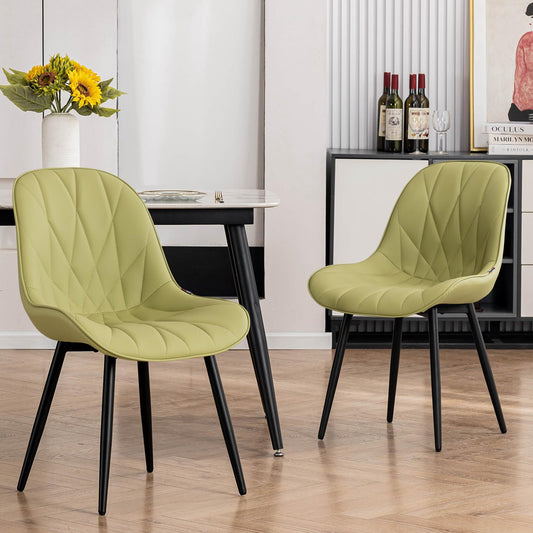 2 Modern White Dining Chairs