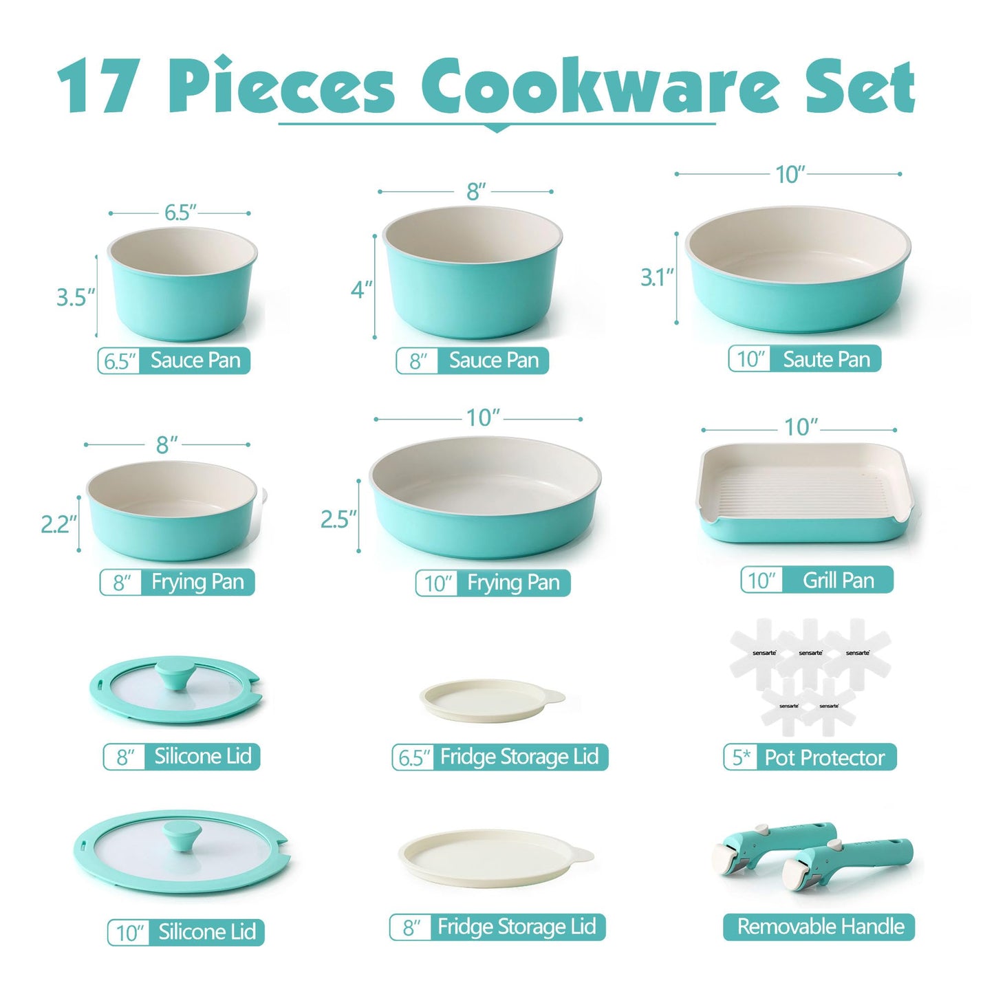 SENSARTE 17-Pc Cookware Set