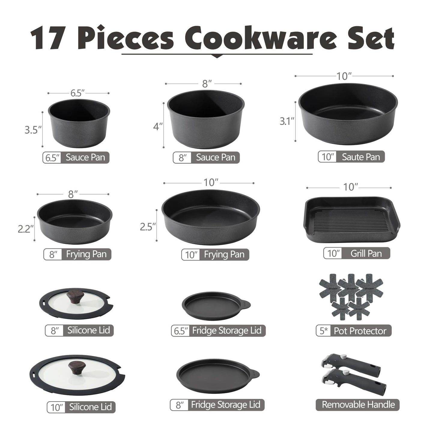 SENSARTE 17-Pc Cookware Set