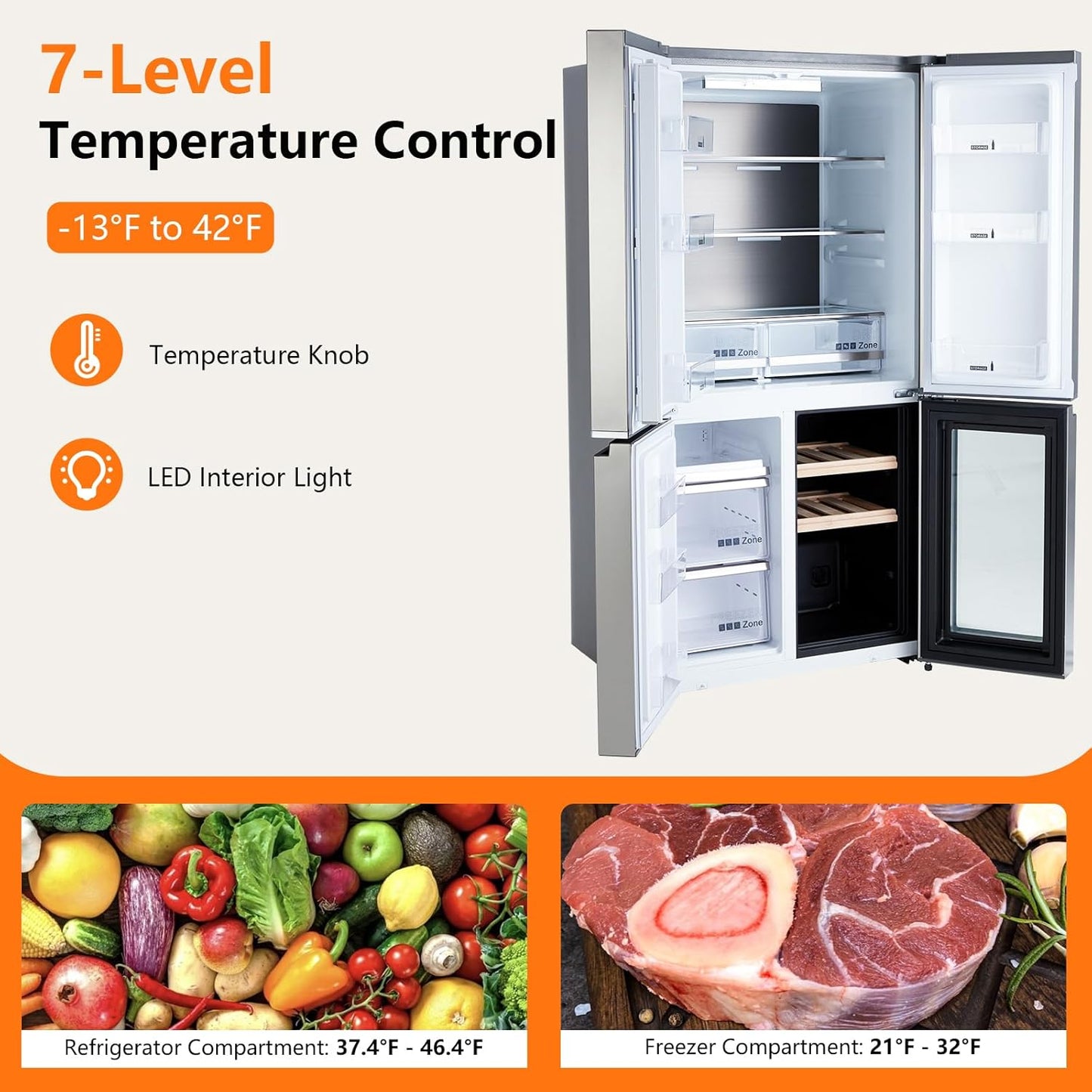 21 Cu.Ft. French Door Fridge – Stainless Steel