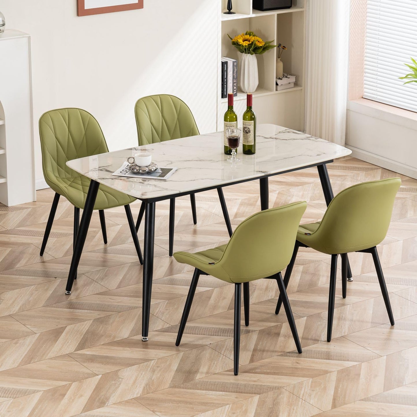 2 Modern White Dining Chairs