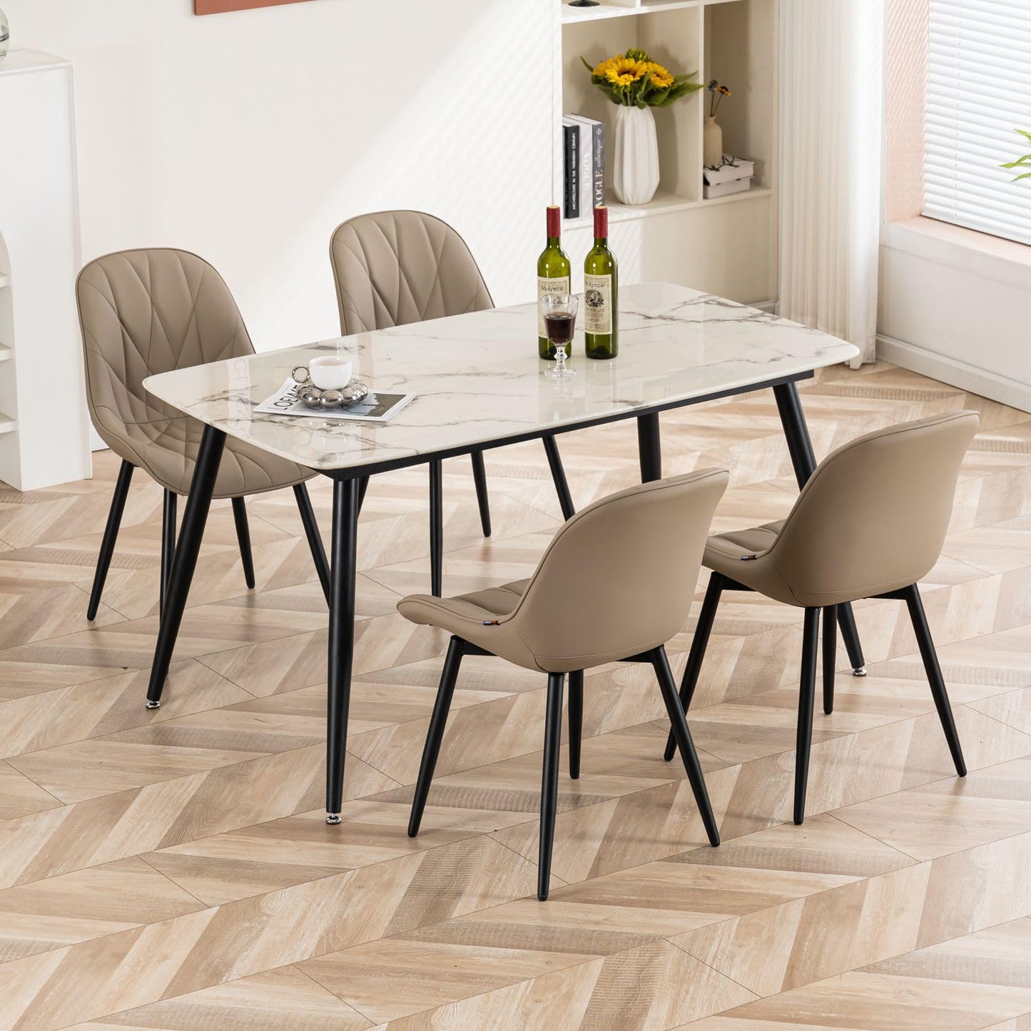 2 Modern White Dining Chairs