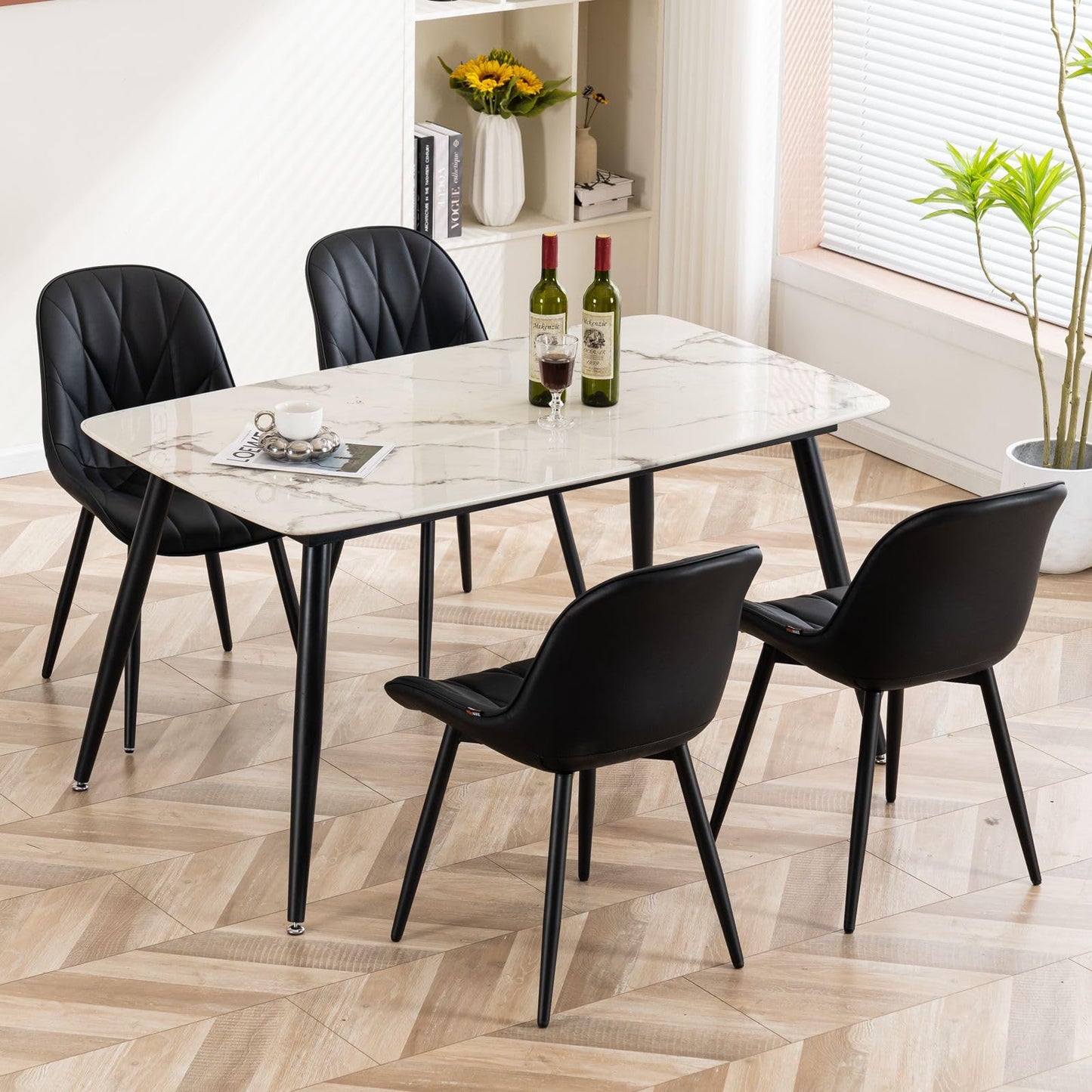 2 Modern White Dining Chairs