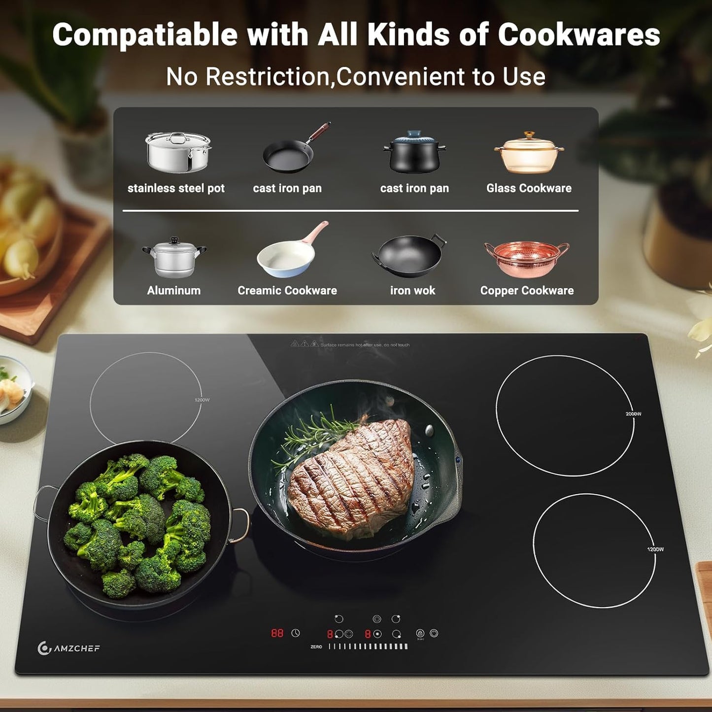 AMZCHEF 36" Electric Cooktop