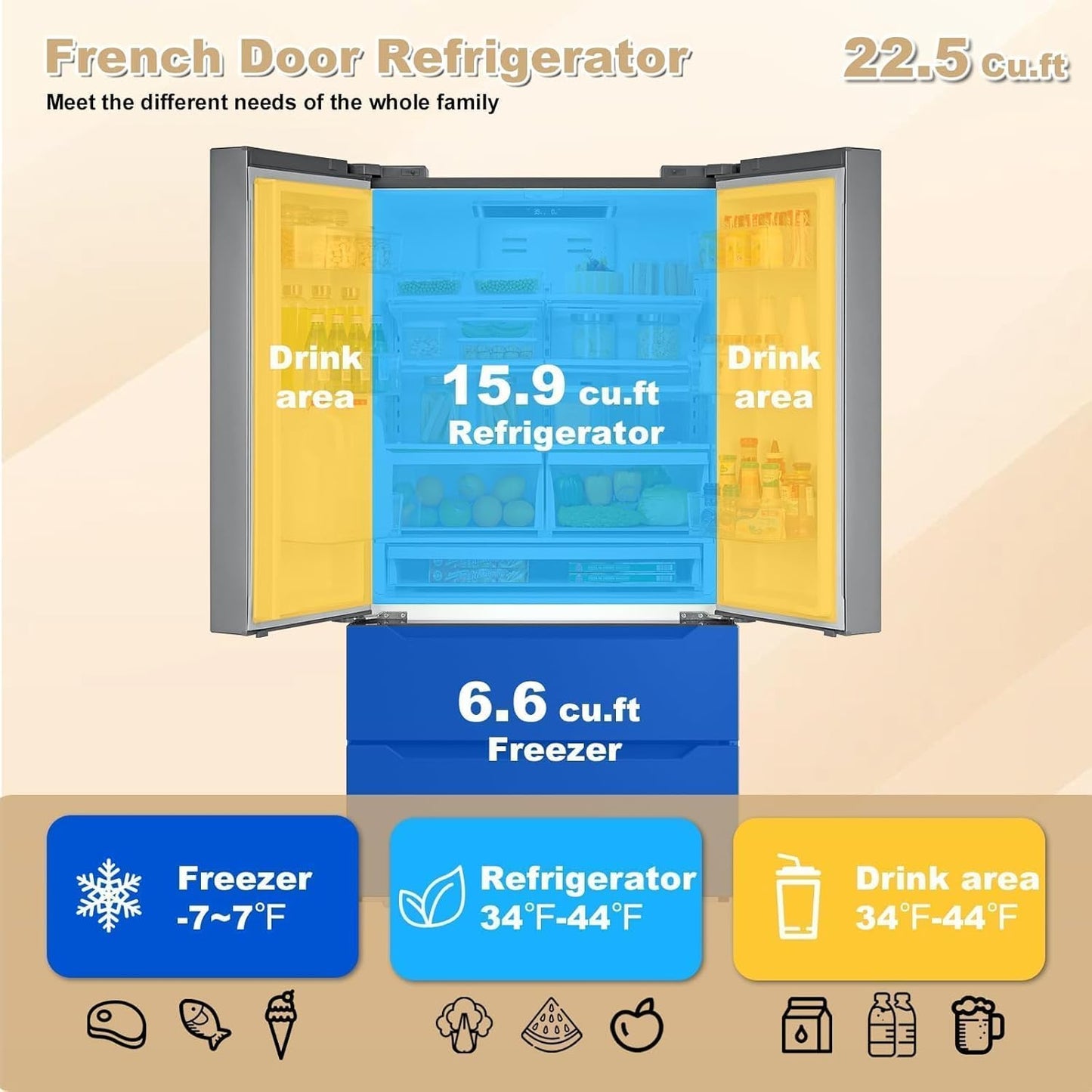 22.5 Cu.Ft. French Door Fridge