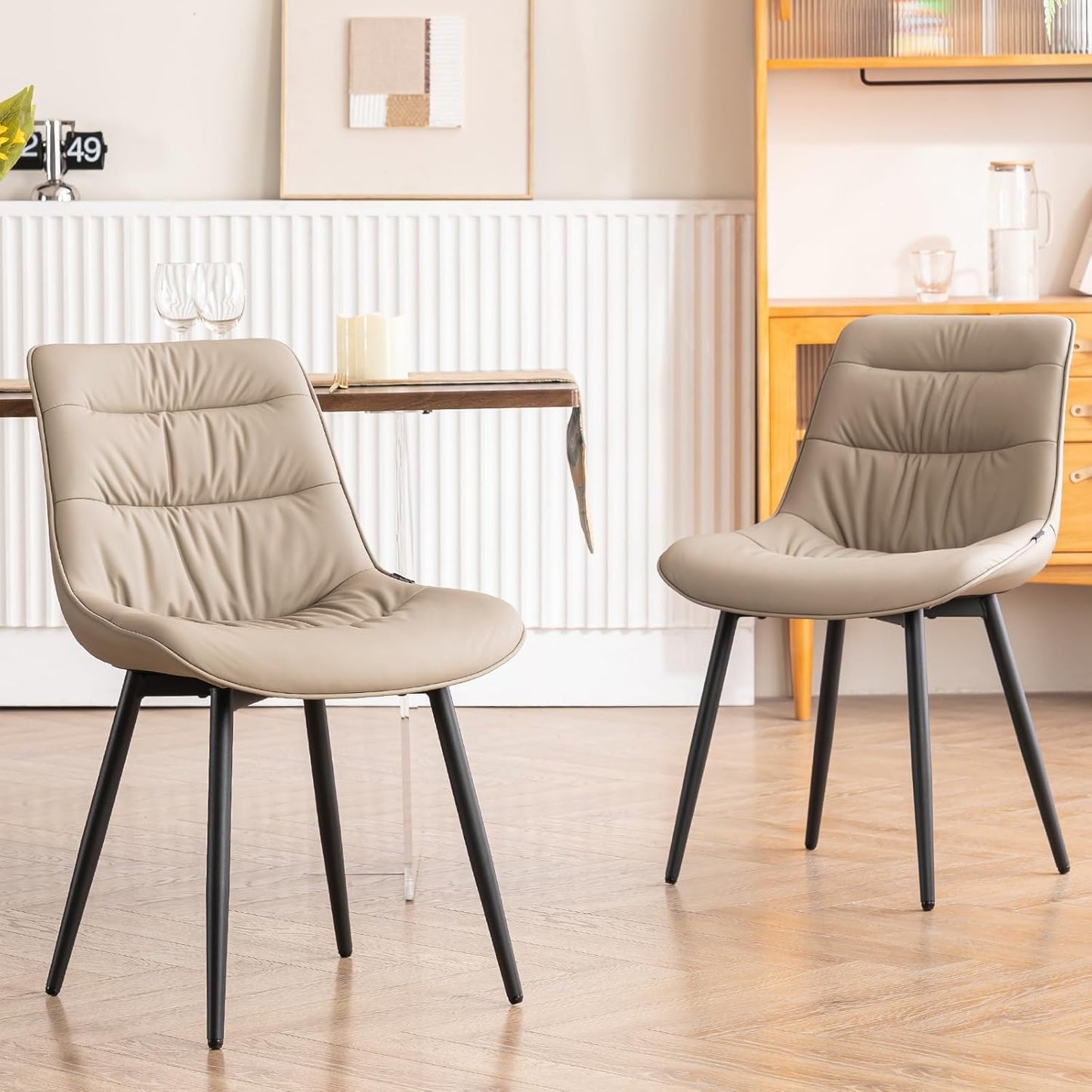 2 Modern PU Dining Chairs – Black
