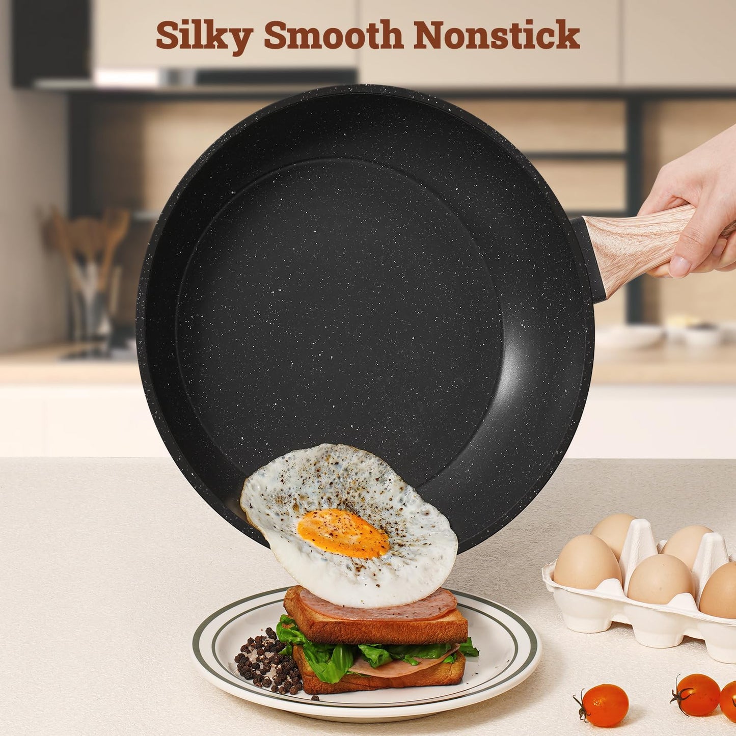 12-Pc Black Granite Cookware Set