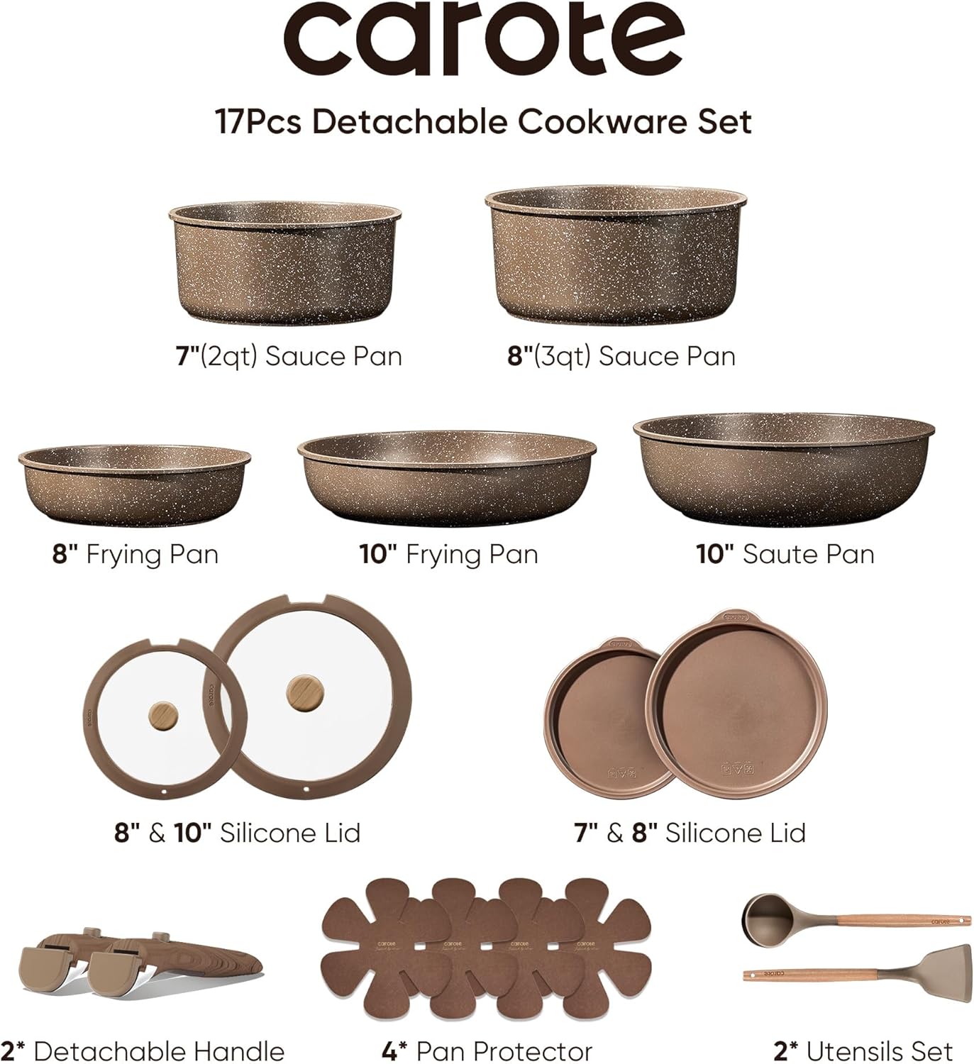 CAROTE 17-Pc Nonstick Cookware Set