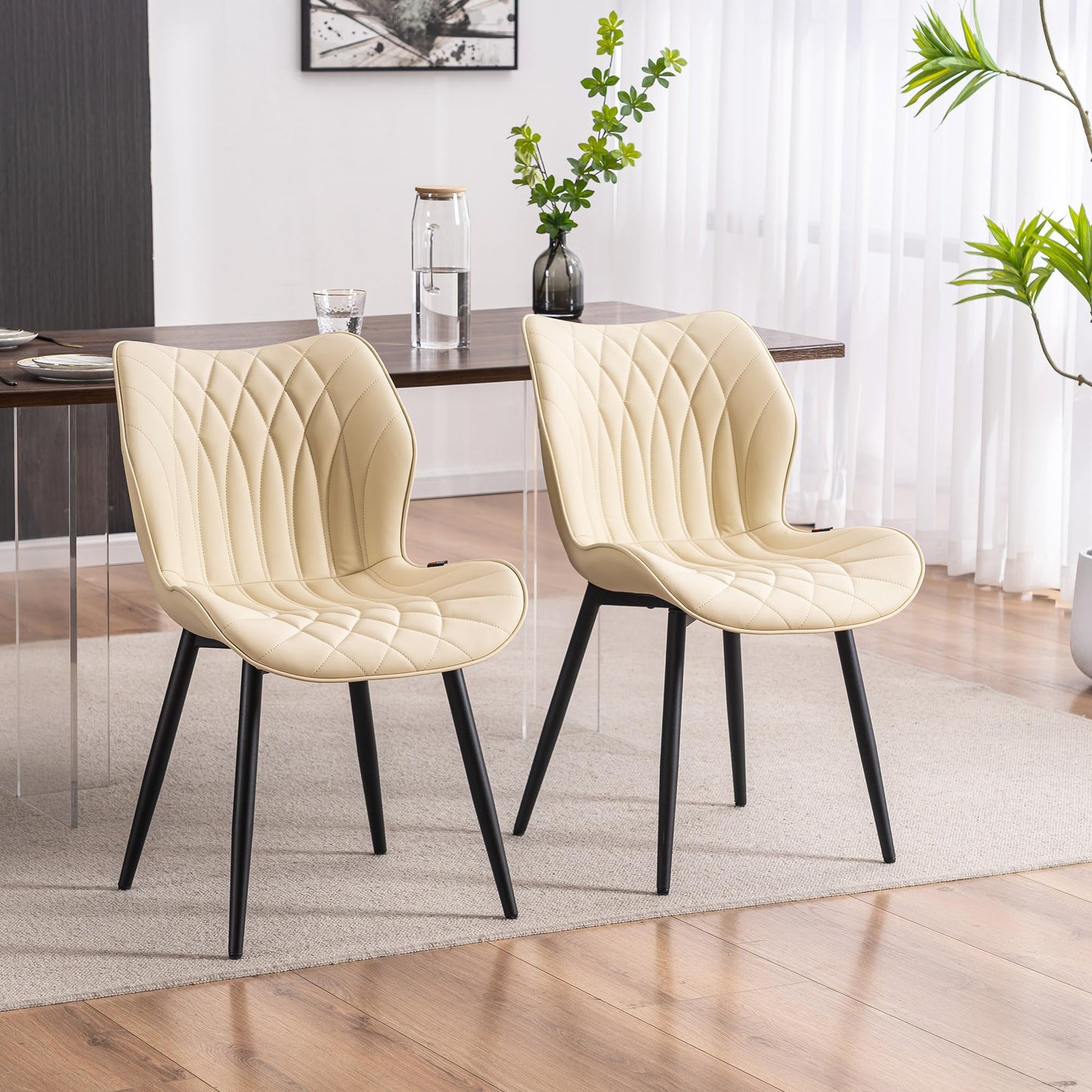 2 Modern Khaki Dining Chairs