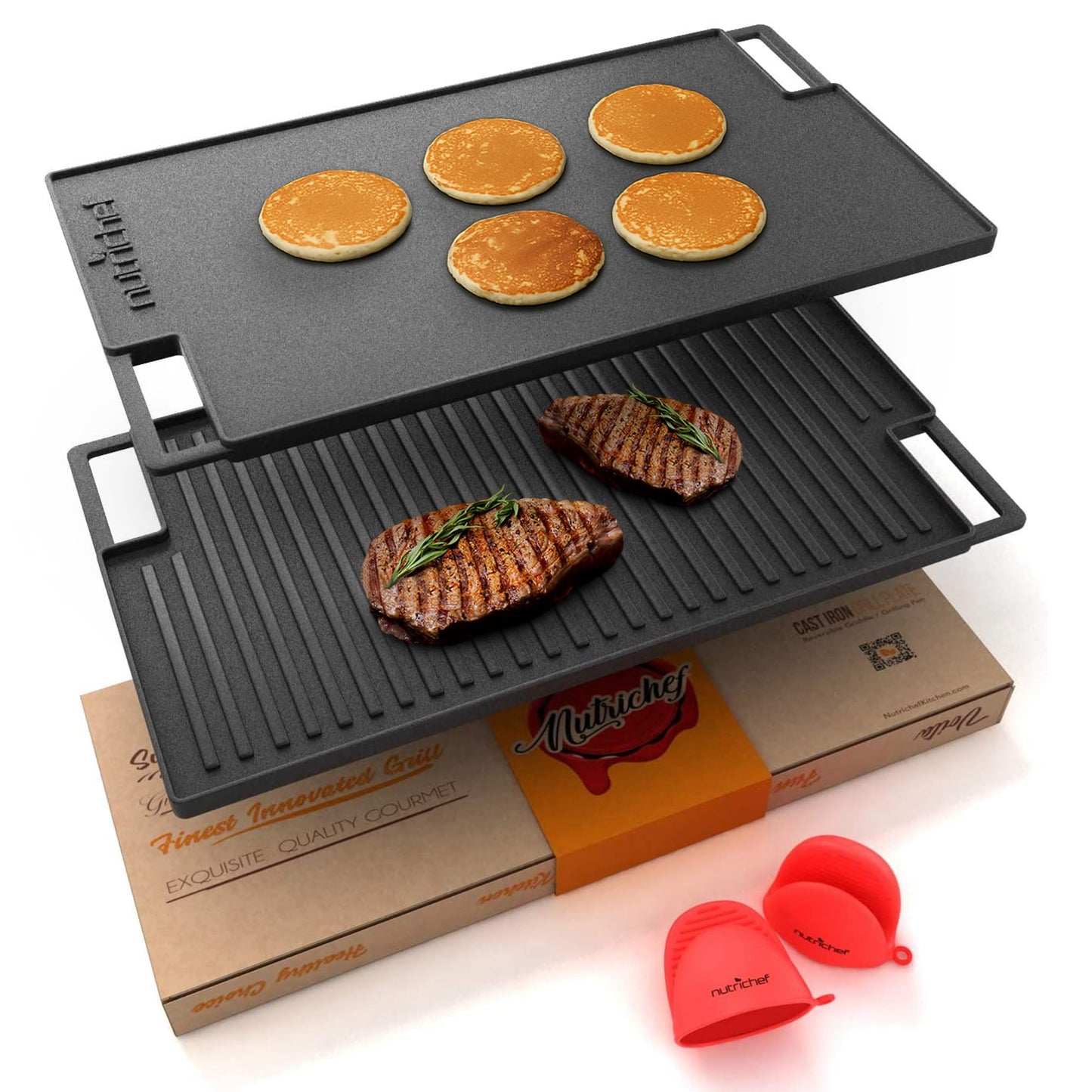 NutriChef 18" Cast Iron Griddle