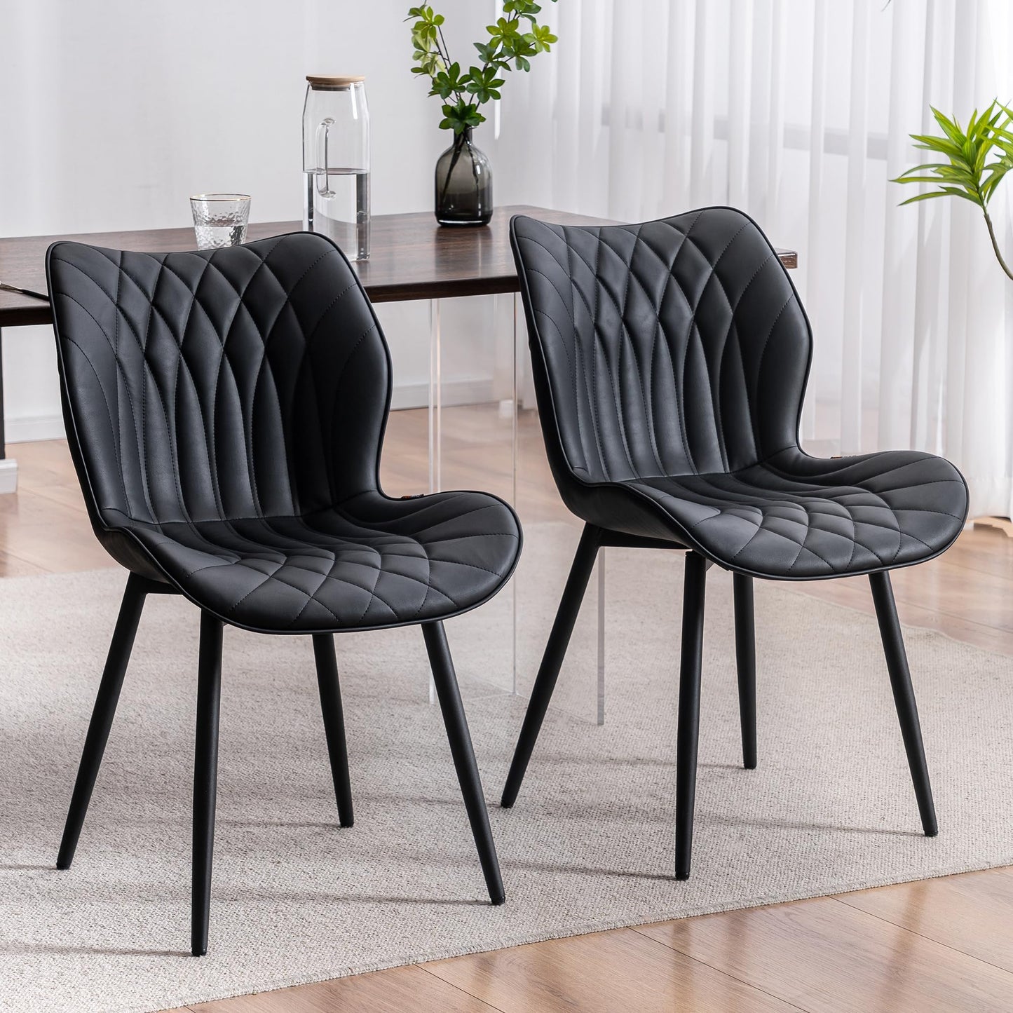 2 Modern Khaki Dining Chairs