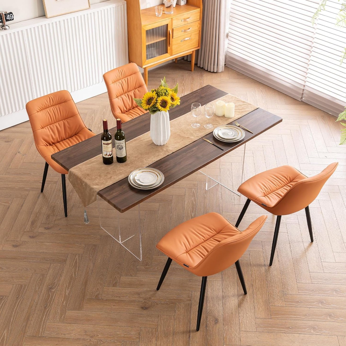 2 Modern PU Dining Chairs – Black