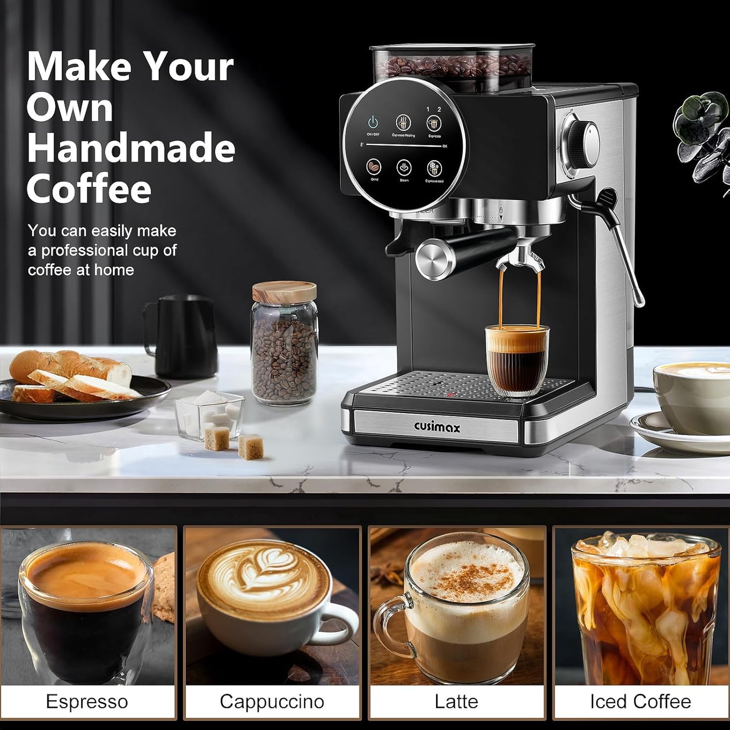 CUSIMAX 20-Bar Espresso & Cappuccino Machine