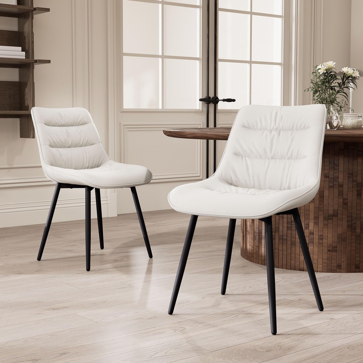 2 Modern PU Dining Chairs – Black