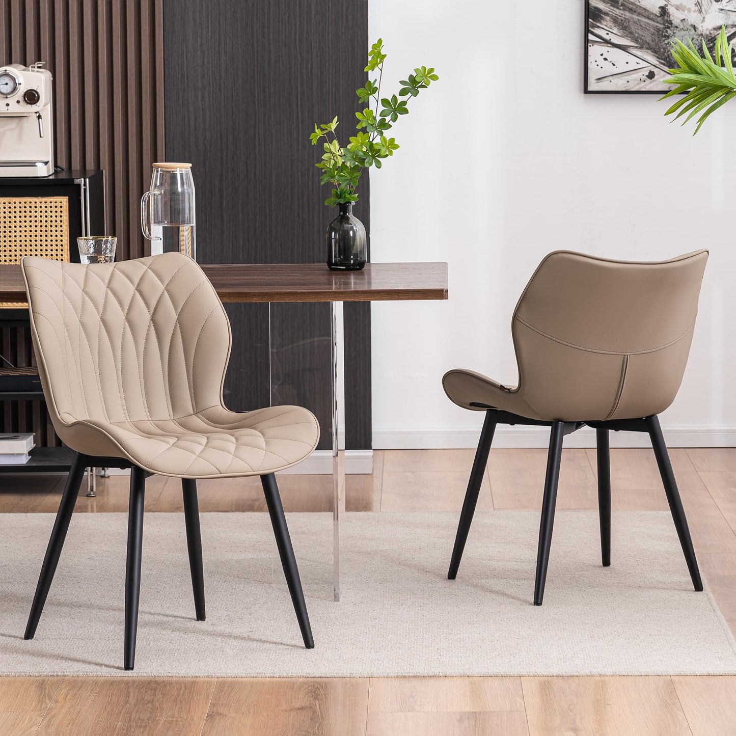 2 Modern Khaki Dining Chairs