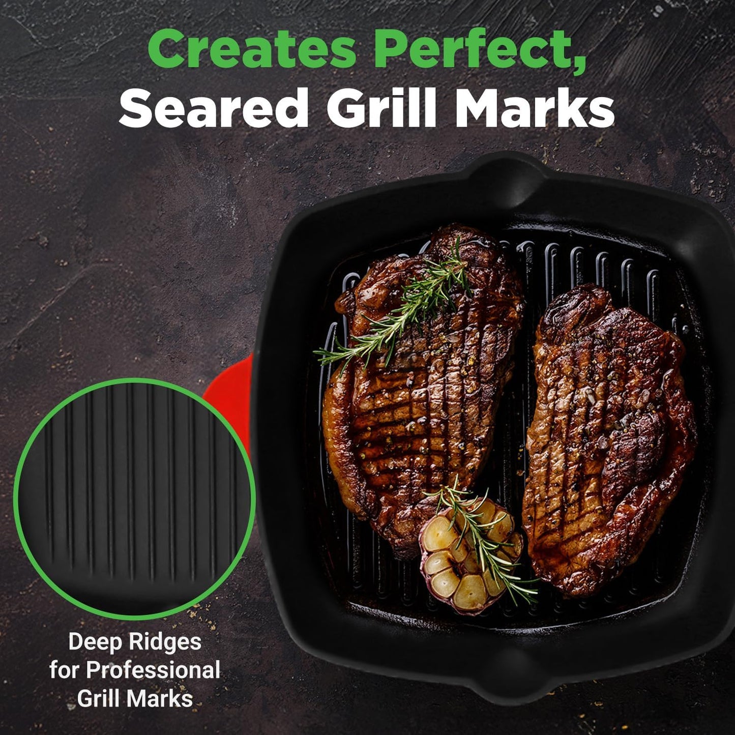 NutriChef 11" Cast Iron Grill Pan