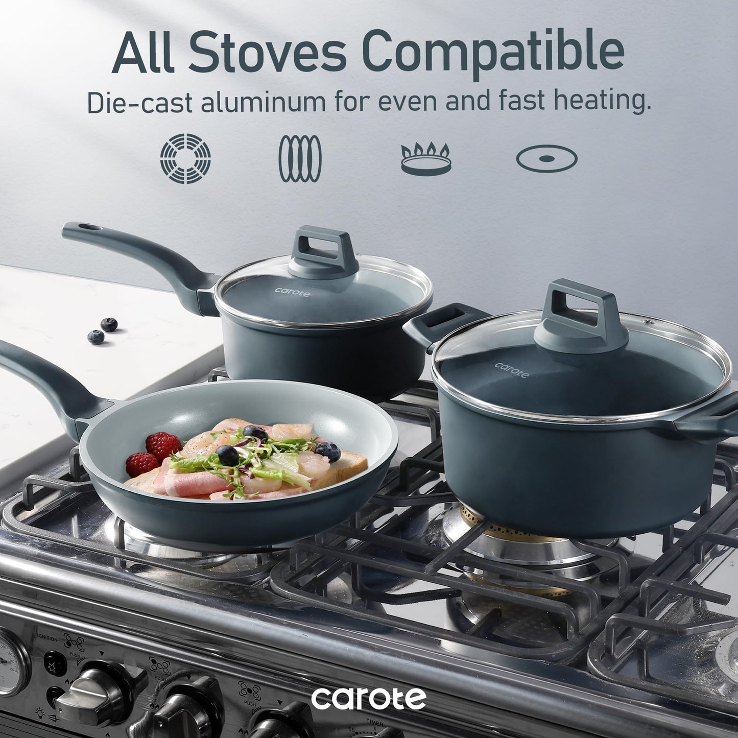 CAROTE 14-Pc Ceramic Cookware