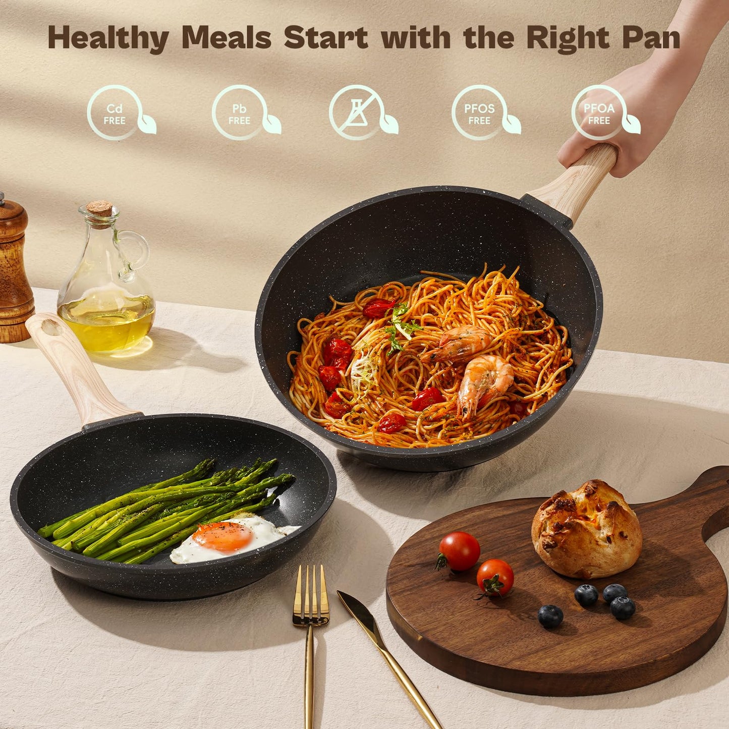 12-Pc Black Granite Cookware Set
