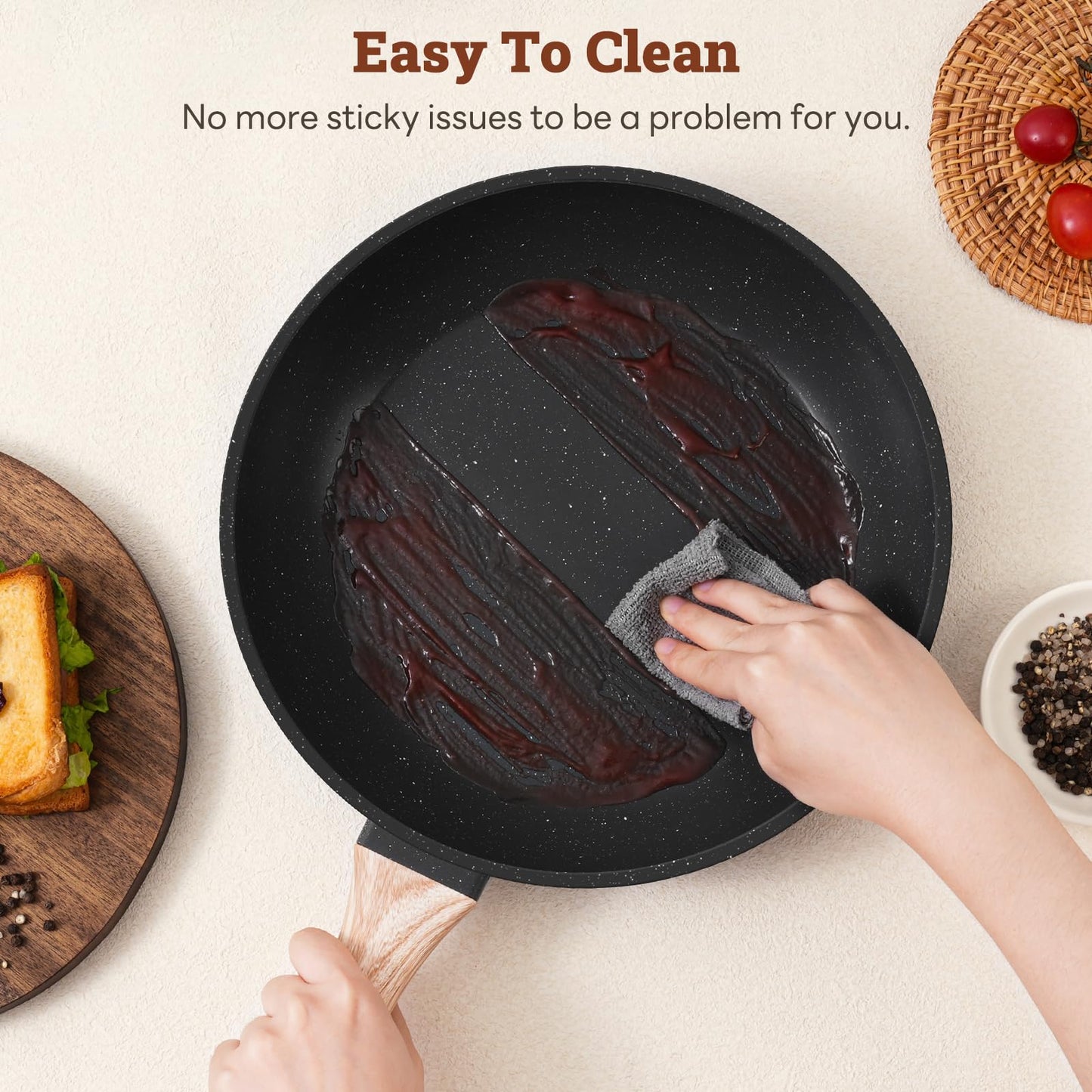 12-Pc Black Granite Cookware Set