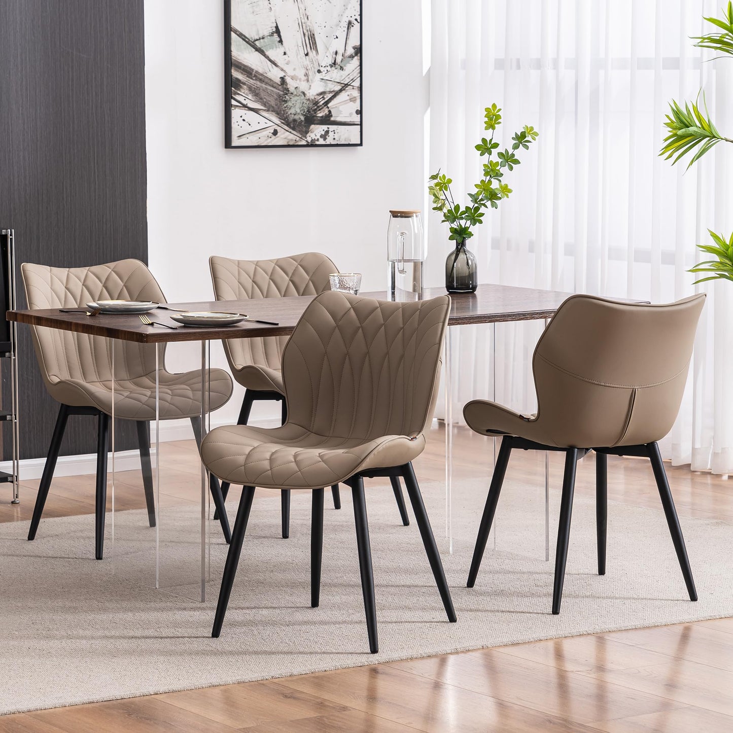 2 Modern Khaki Dining Chairs