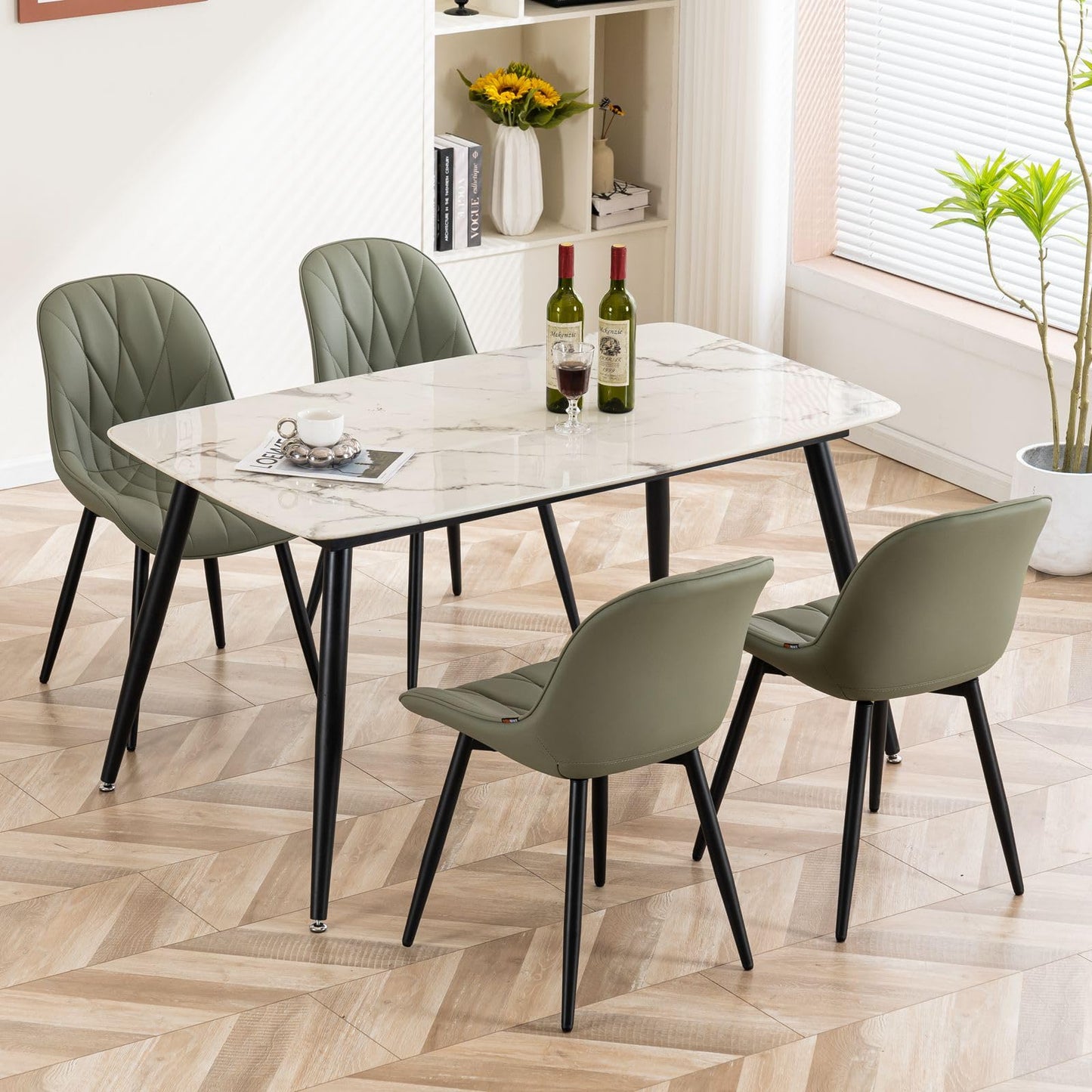 2 Modern White Dining Chairs
