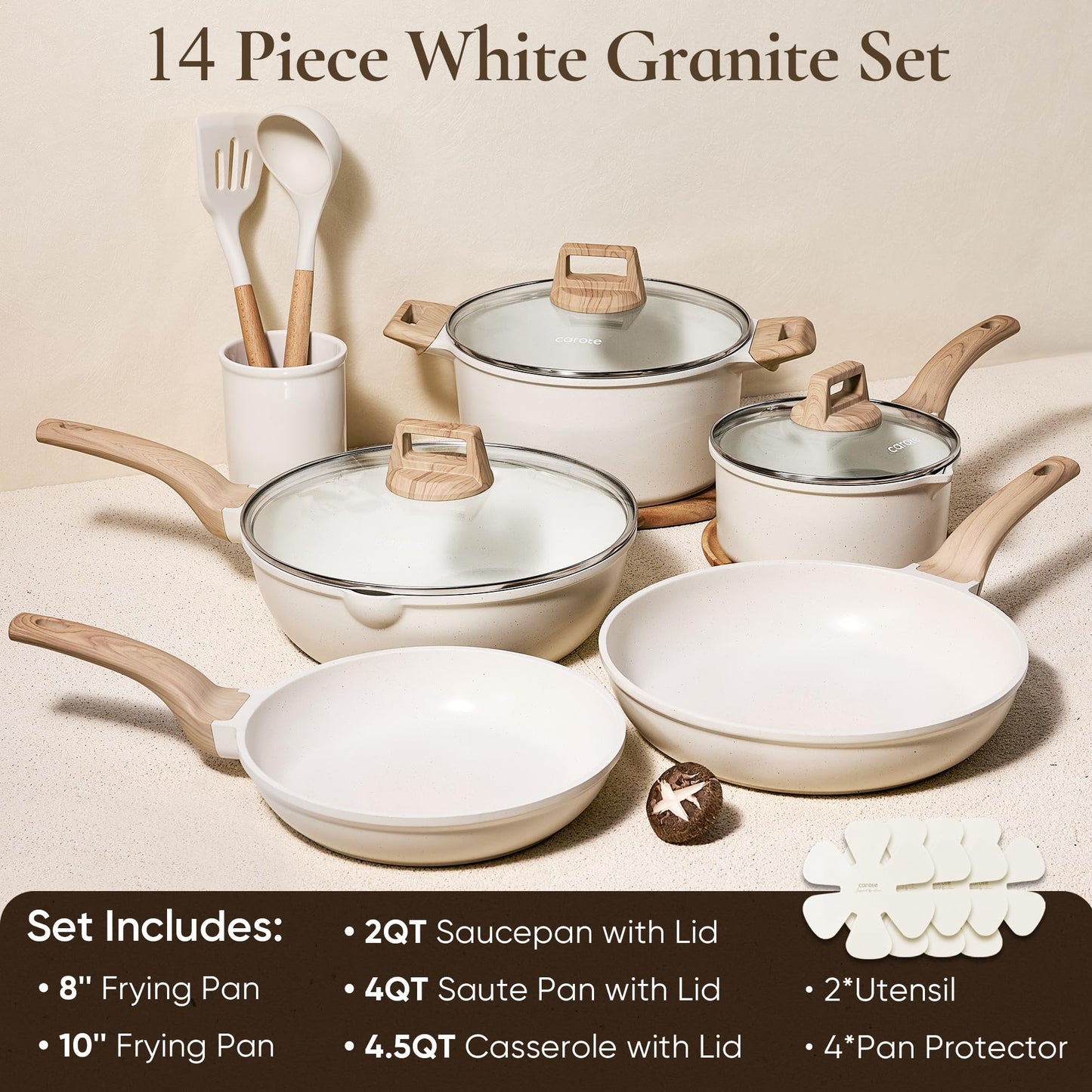 CAROTE 14-Pc Ceramic Cookware