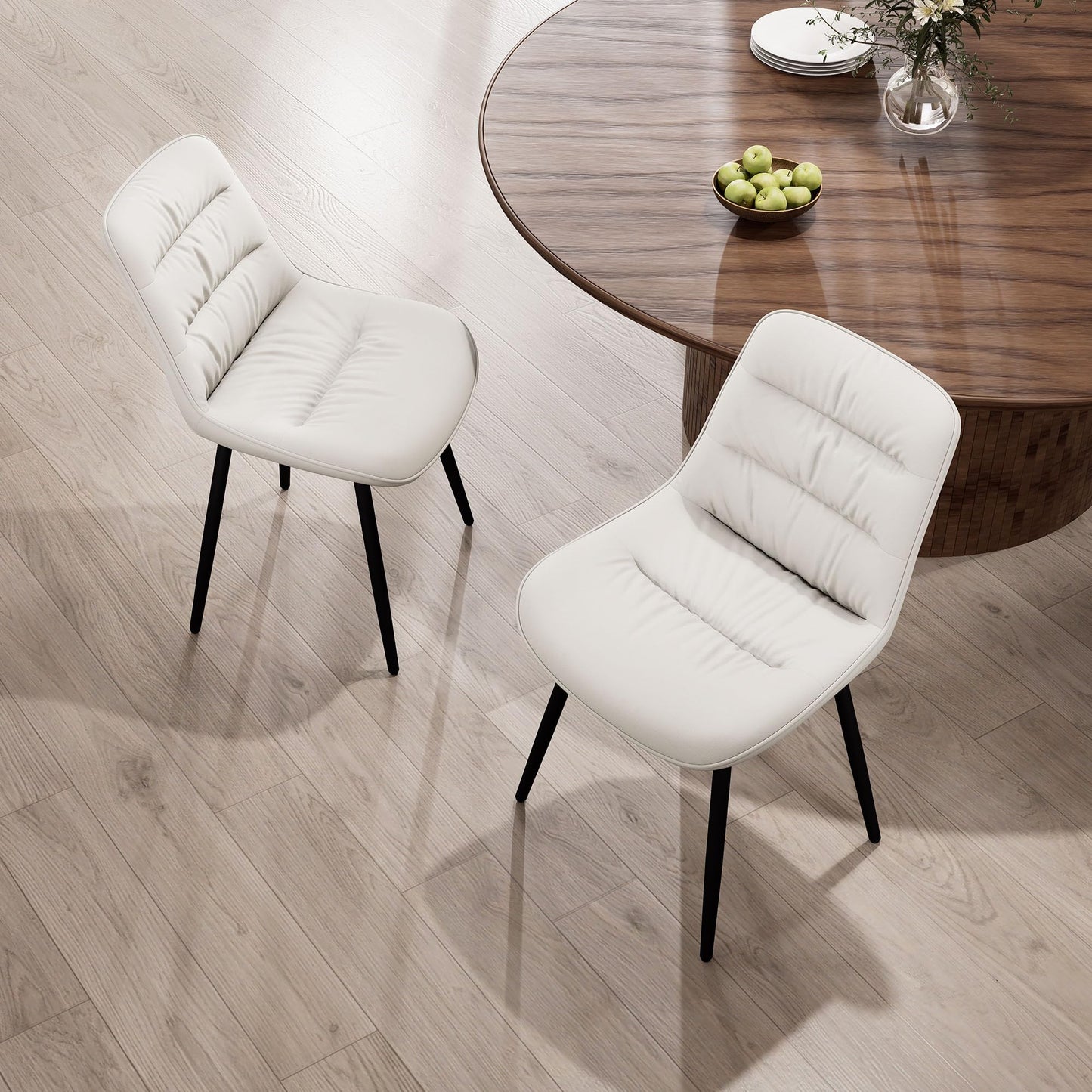 2 Modern PU Dining Chairs – Black