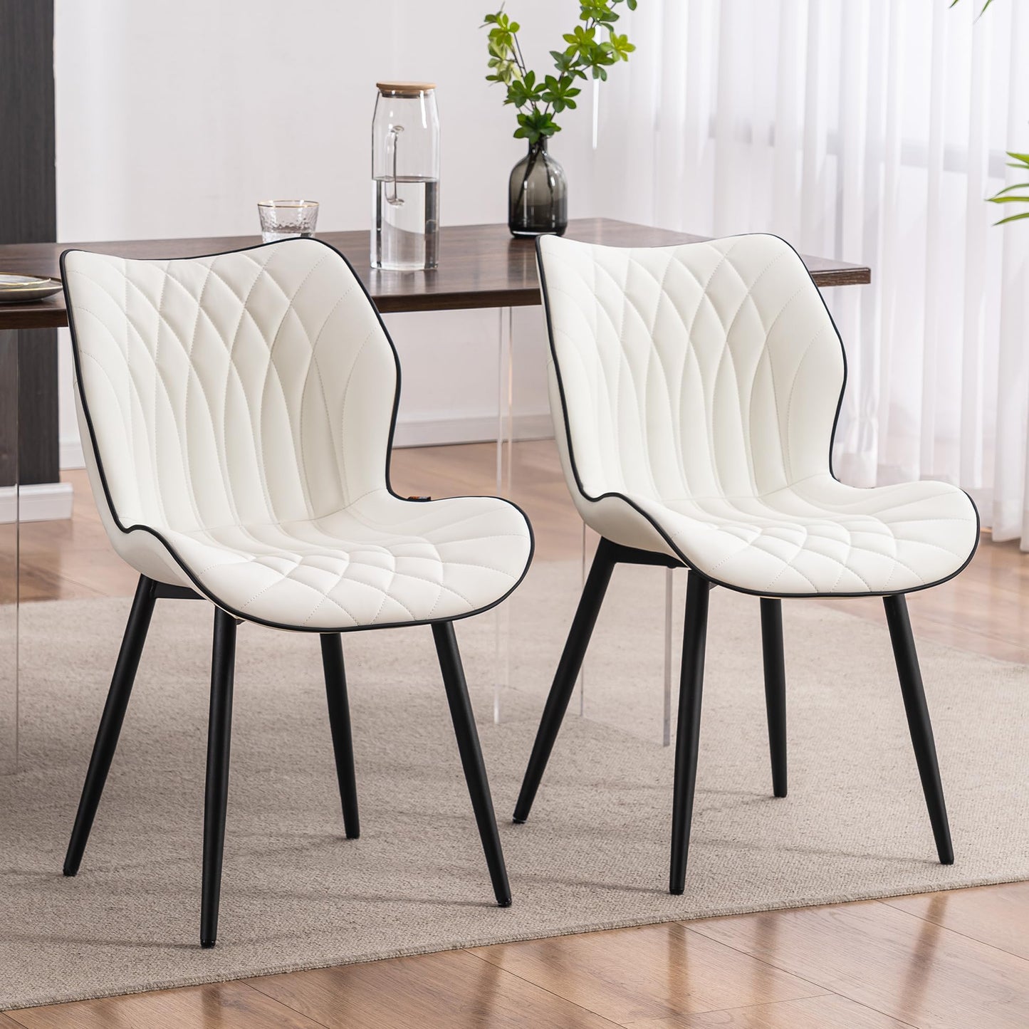 2 Modern Khaki Dining Chairs