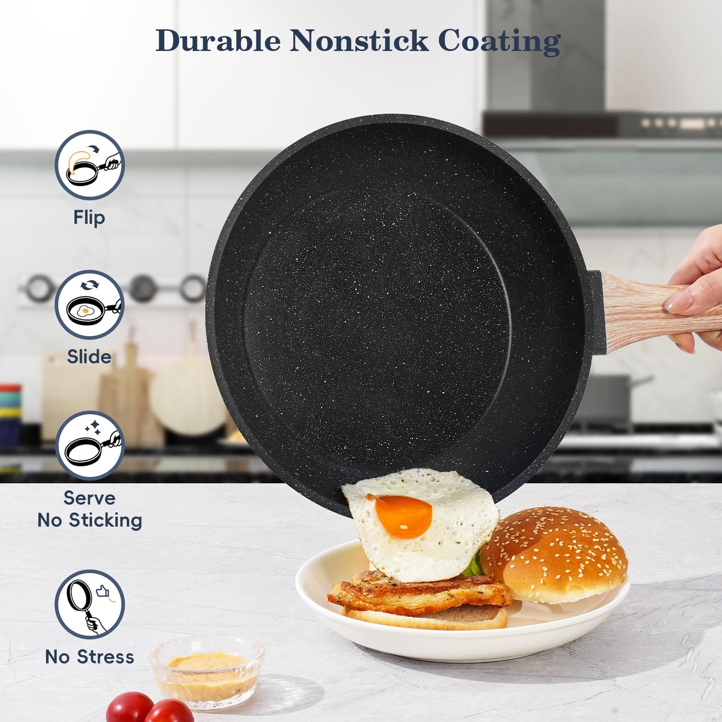 12-Pc Black Granite Cookware Set
