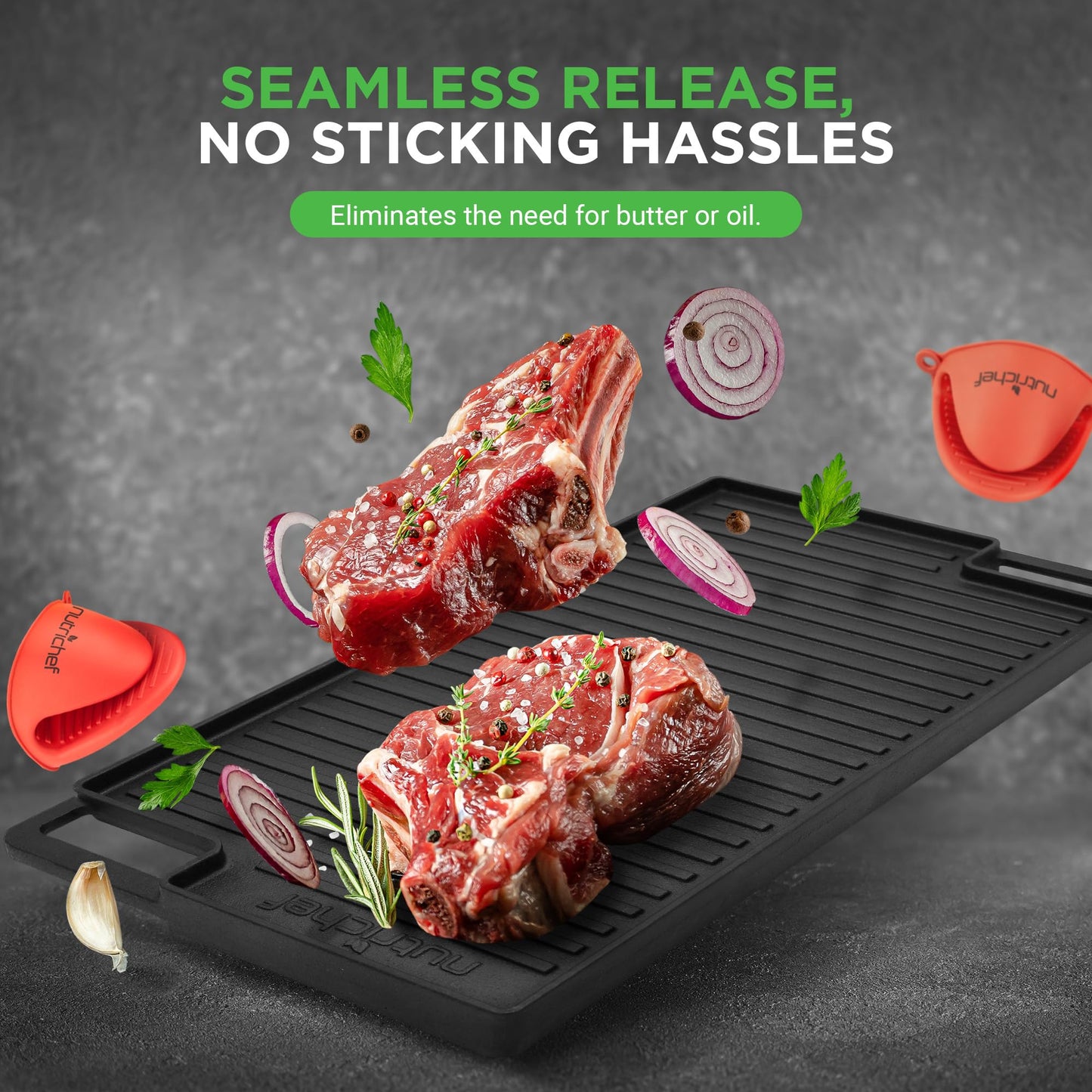 NutriChef 18" Cast Iron Griddle