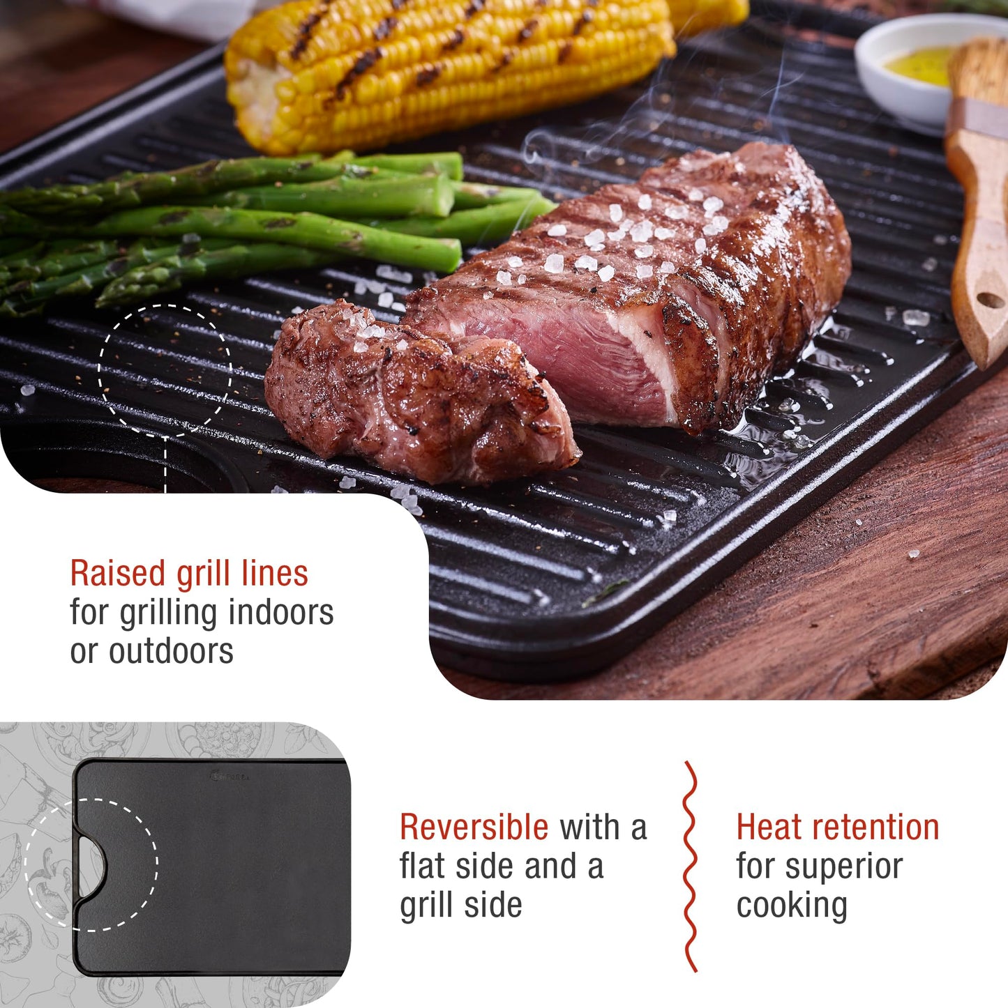 Victoria 13" Rectangular Cast Iron Griddle