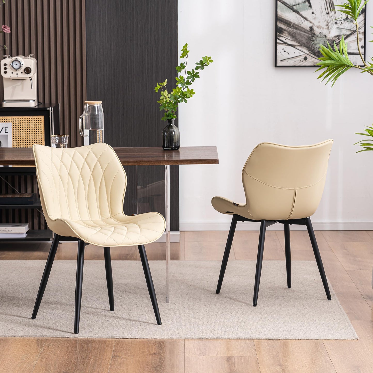 2 Modern Khaki Dining Chairs