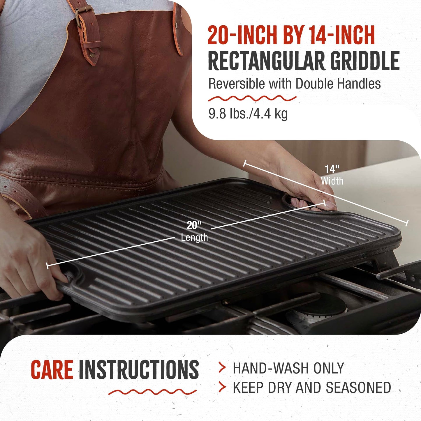 Victoria 13" Rectangular Cast Iron Griddle