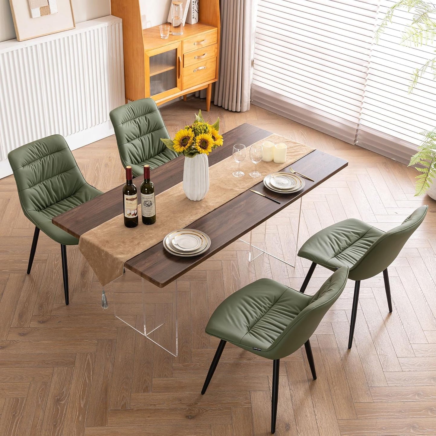 2 Modern PU Dining Chairs – Black